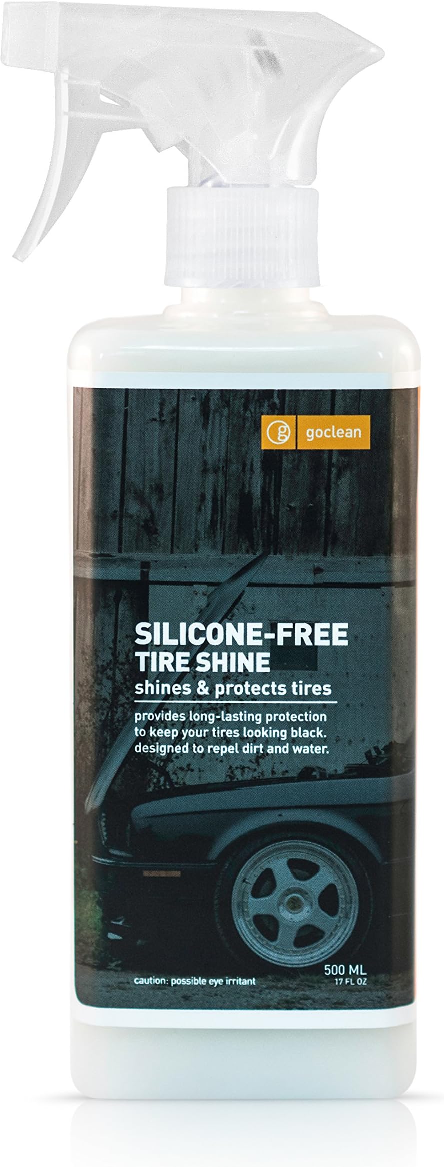 Goclean TIRE Shine - Plant Based, Biodegradable, Silicone and Petroleum Free, Non-Toxic Conditioning and Protection of Your Tires, Also Great on Vinyl and Rubber Surfaces – 500ml/17oz