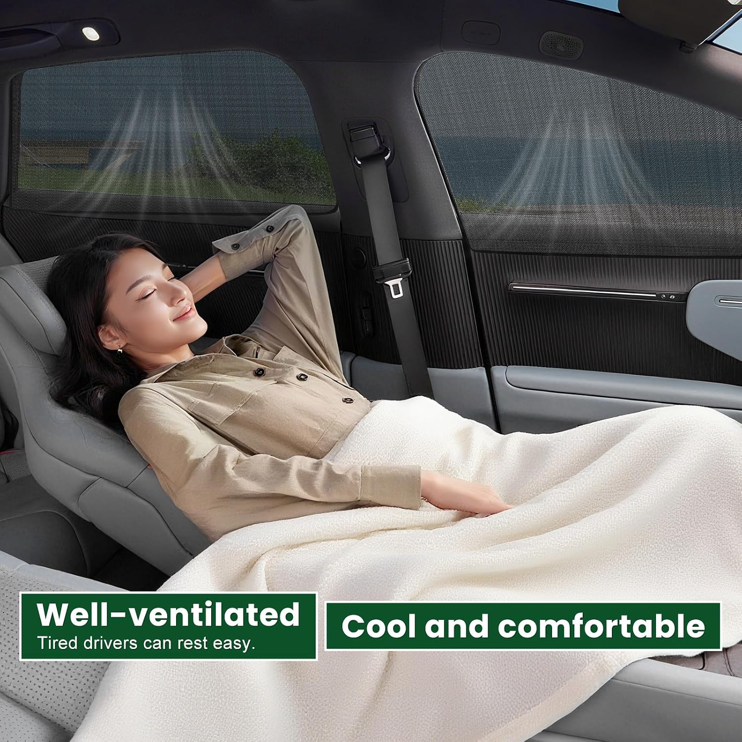 2PCS Car Window Shade, 19.3"×29.1" UV Protection Auto Front Side Window Sunshade with Magnet, Breathable Mesh Vehicle Windows Shade Cover for UV Rays and Sun Glare (Front Window)