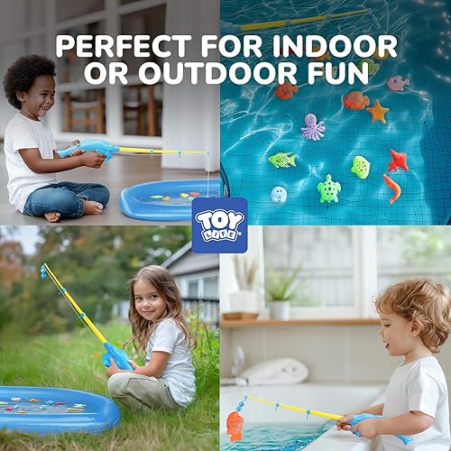 Miniatura 4 de TOY Life Juego de pesca magnético para niños de 3 a 5 años con 4 cañas de pesca para niños, juguetes de pesca magnéticos para niños pequeños,