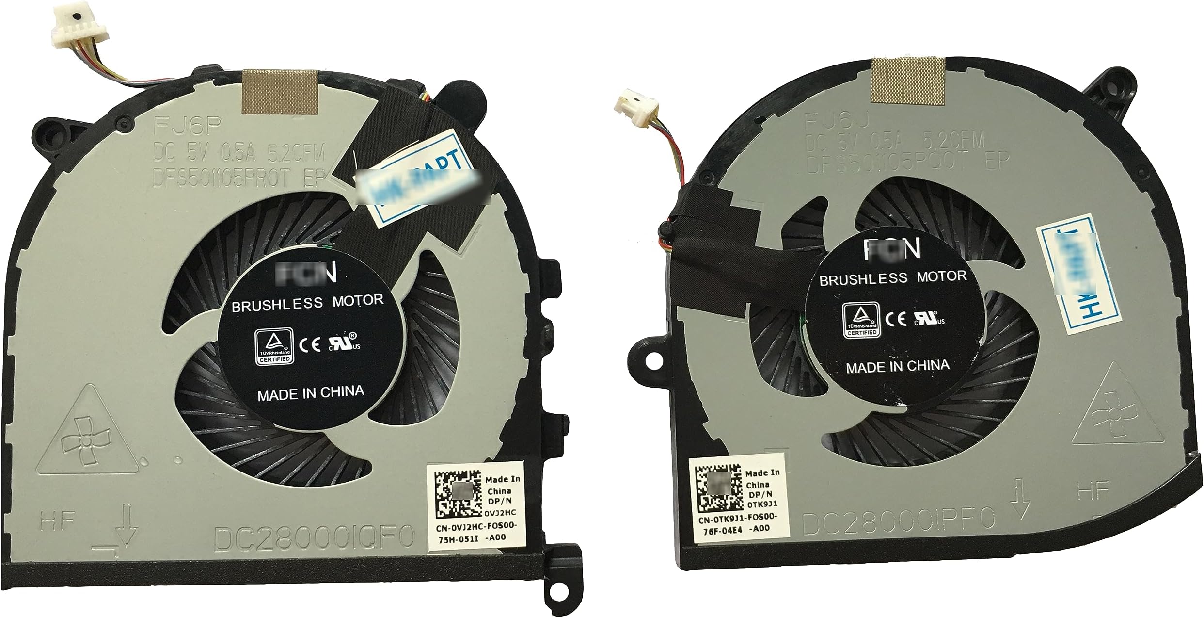 SYW·pcparts Replacement Fan for Dell XPS 15 9560 CPU+GPU Cooling Fan 2 Fans Left+Right DP/N 0VJ2HC 0TK9J1