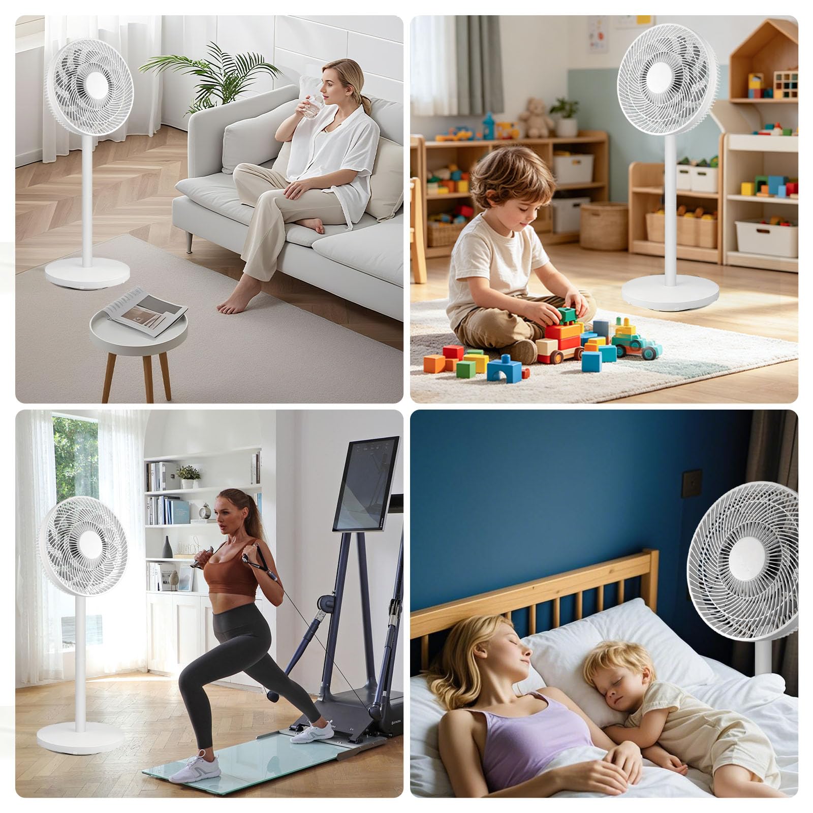 EXTRASTAR NYT1401 Ventilatore 50W Silenzioso 14", 2 in 1 Ventilatore a Piantana & Tavolo, Oscillante 90°, 3 Velocità