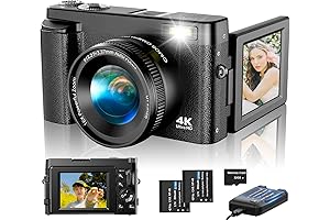 4K Vlogging Camera with 180° Flip Screen and Autofocus