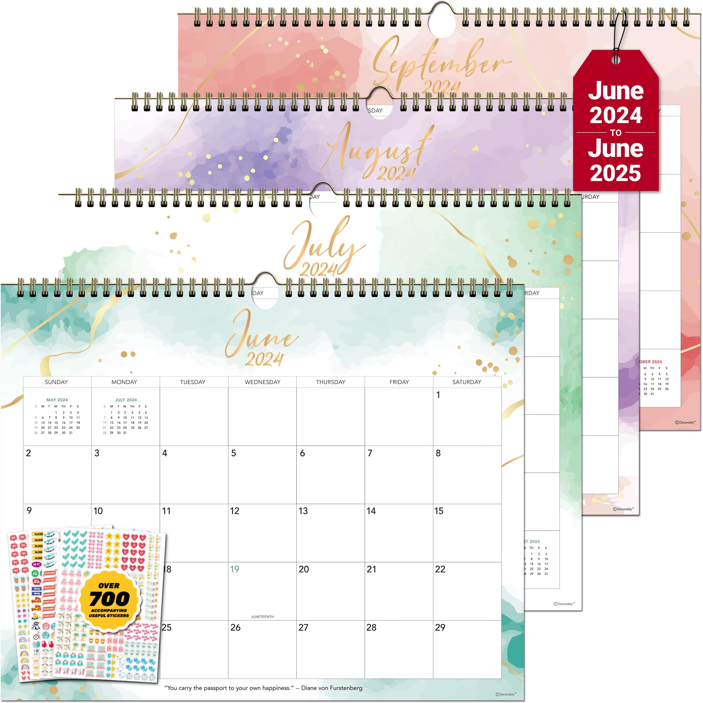 Amazon.com: Decorably Wall Calendar Landscape - 18 Months 2024 Wall ...