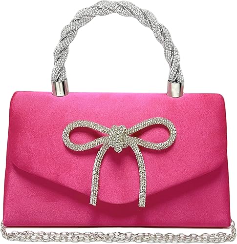 Miniatura 9 de Bolso de noche para mujer, con lazo brillante, para boda, con diamantes de imitación, bolsos elegantes para fiestas, bailes de graduación