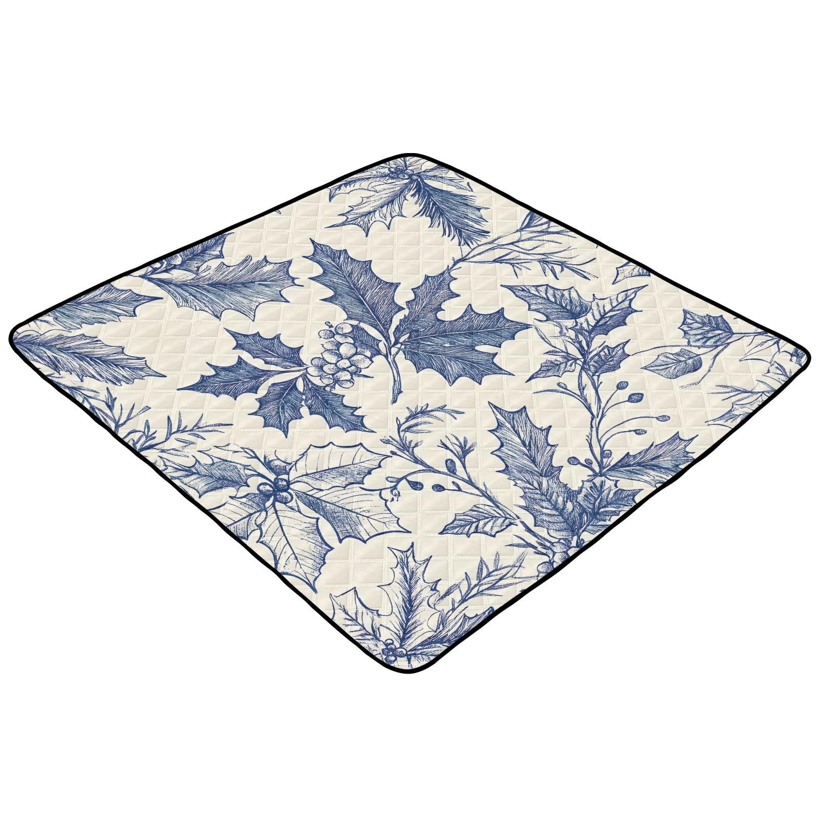 BOESI Graffiti Leaf Pattern Baby Play Mat, 50“ X 50” Washable Folding Crawling Mat, Baby Floor Mat, Soft, Thick, Non-Slip