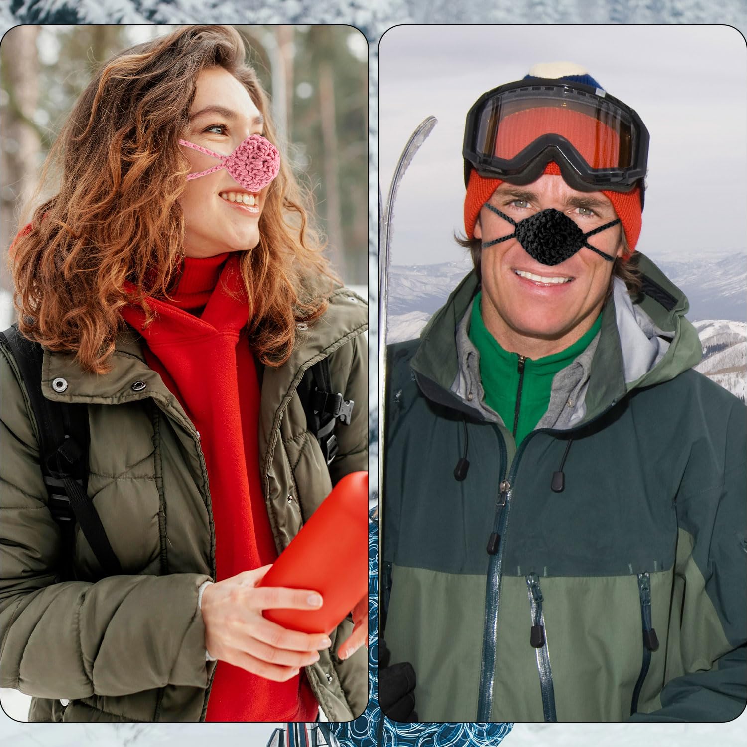 lasuroa 2uds Calentadores Nasales de Invierno, Cubrenariz Crochet Resistentes Viento y Cómodos para Climas Fríos Accesorios Esquí Actividades Aire Libre para Hombres y Mujeres