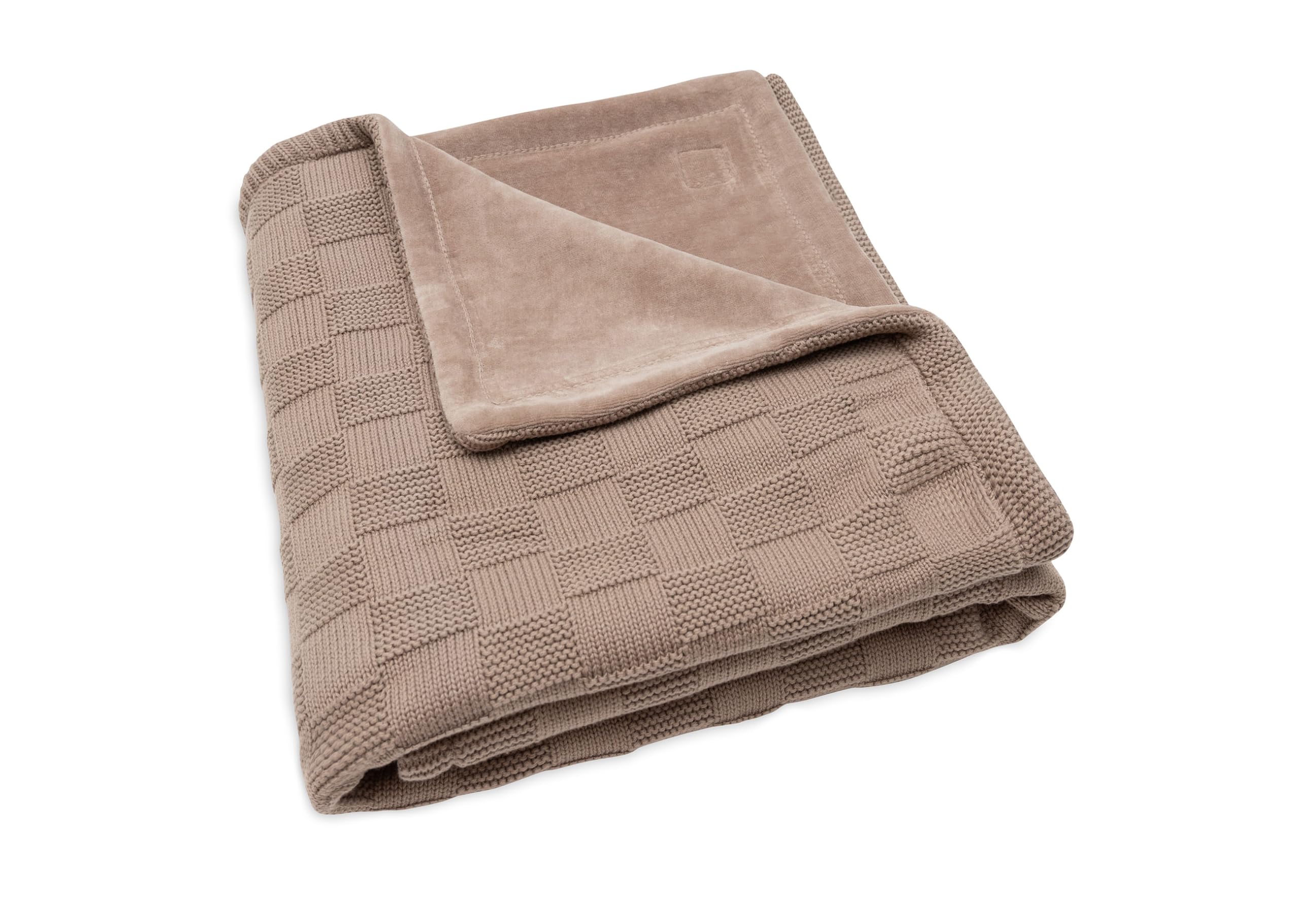 Jollein Manta para bebé Box Knit - Milky Coffee/Velvet - 110x150cm - 100% Algodón - para Cuna - 1.5 TOG - Certificación Gots