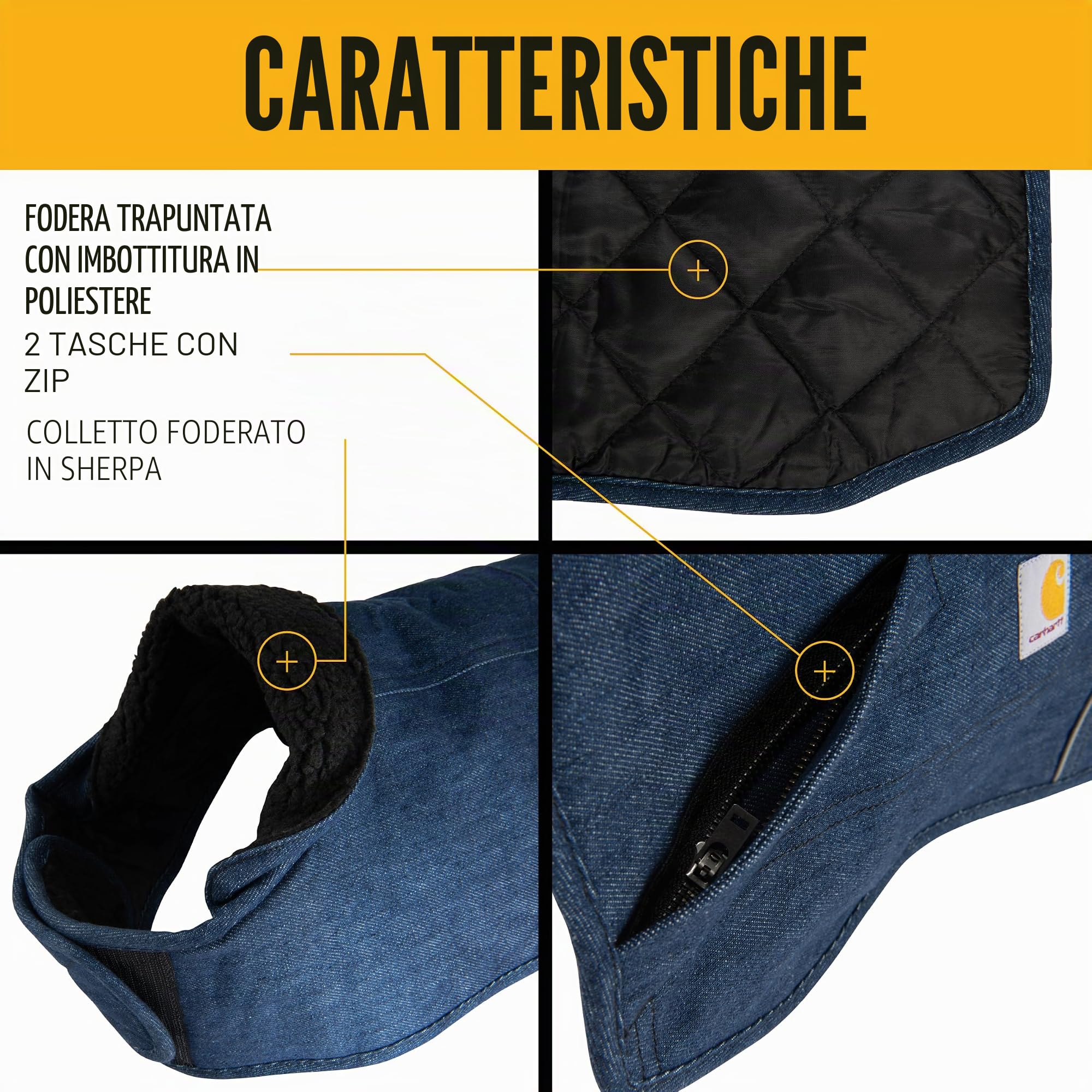 Carhartt Firm Duck - Cappotto isolante per cani, in denim, taglia M