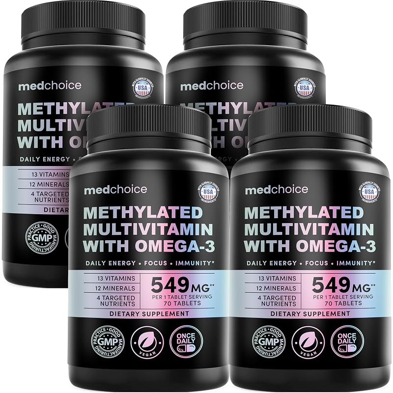MEDCHOICE Multivitamínico completo metilado 29 em 1 com ômega-3, 280 comprimidos