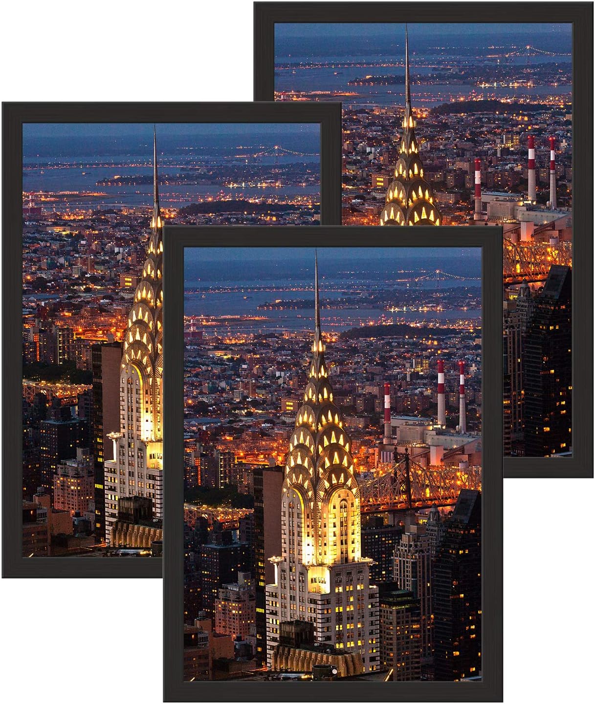 YMOND 13x19 Picture Frame Black 3 Pack, Solid Wood 13x19 Frame, 13 by 19 Frame for Wall Mounting Hardware Included