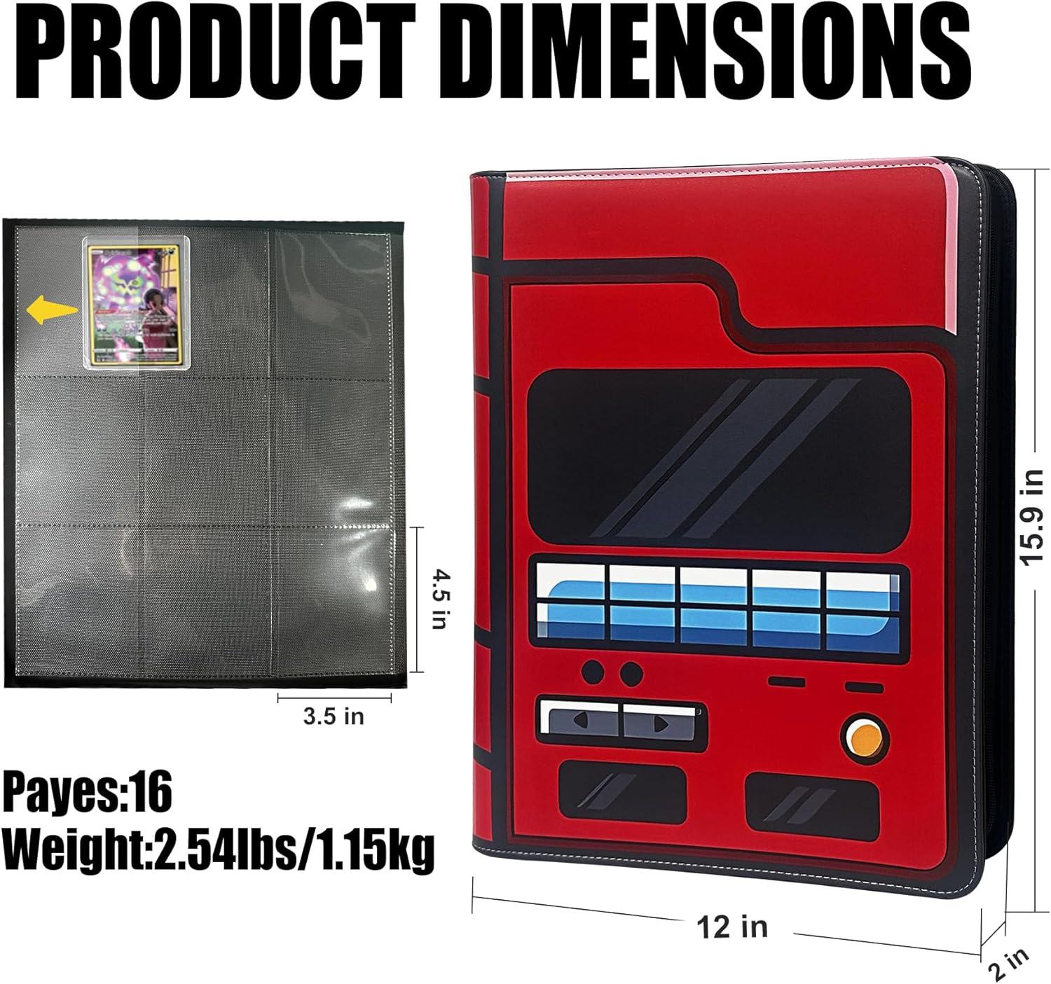 Toploader Binder, Holds 288 Toploaders with Personalized Cover, 9-Pocket Ringless Side-Loading Waterproof Storage for TCG, MTG, Game Cards