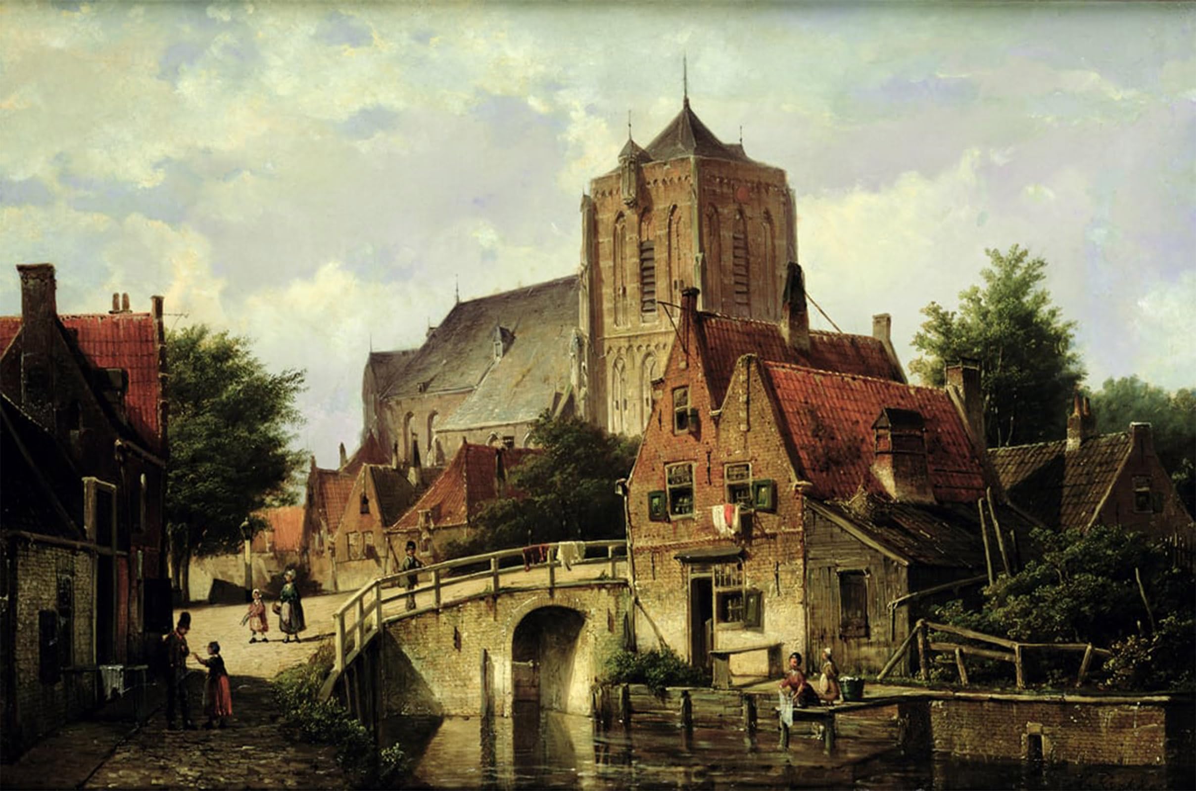 HRJUBWREE Famous Paintings Pictures Artwork Picture Unbekanntes Bild by Willem Koekkoek Photo Wall Print for Office Decor 60x90cm