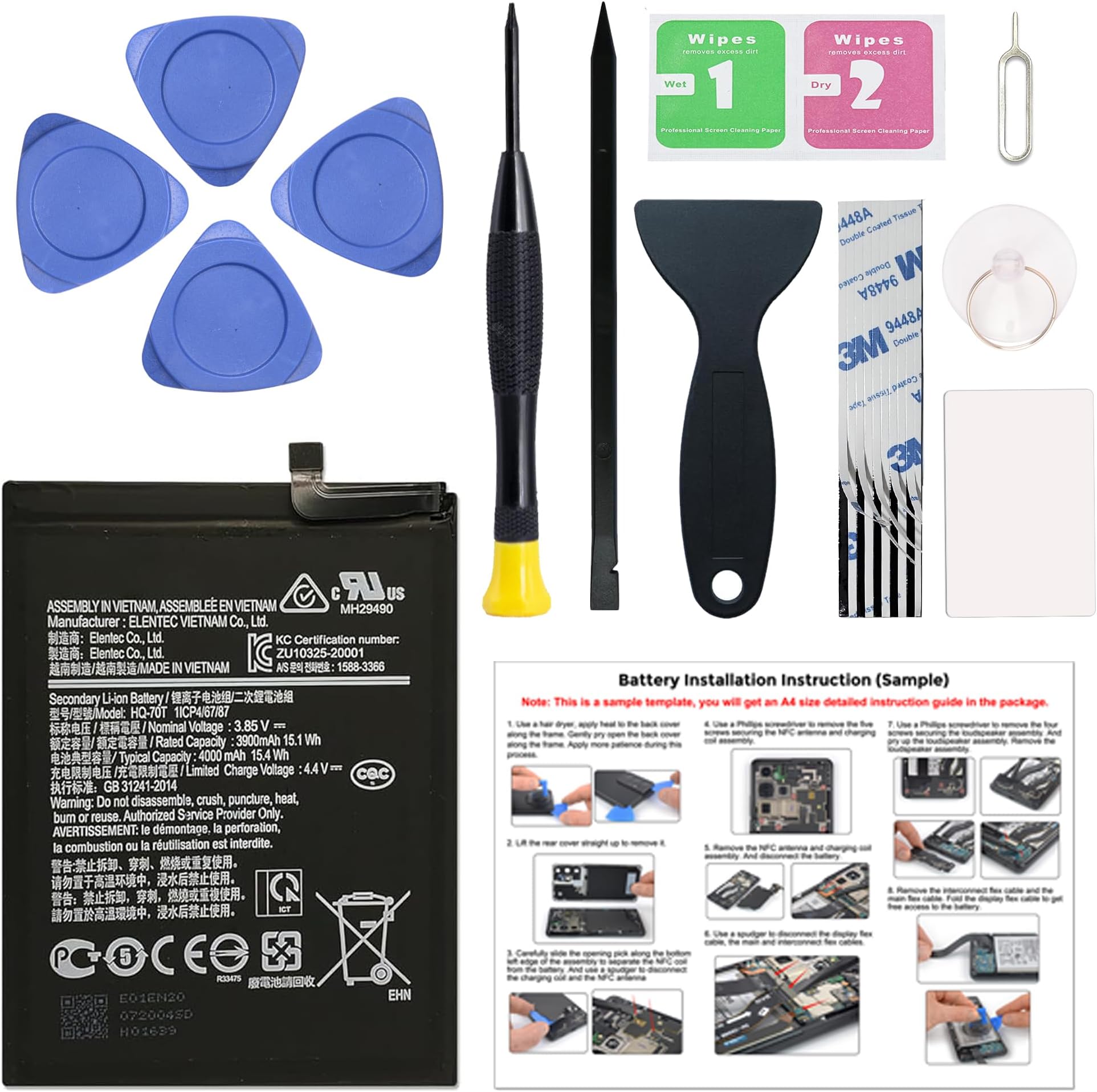 New Upgraded Battery for Galaxy A11, HQ-70N HQ-70T Replacement Battery Compatible with Samsung Galaxy A11, with Repair Tools & Instruction