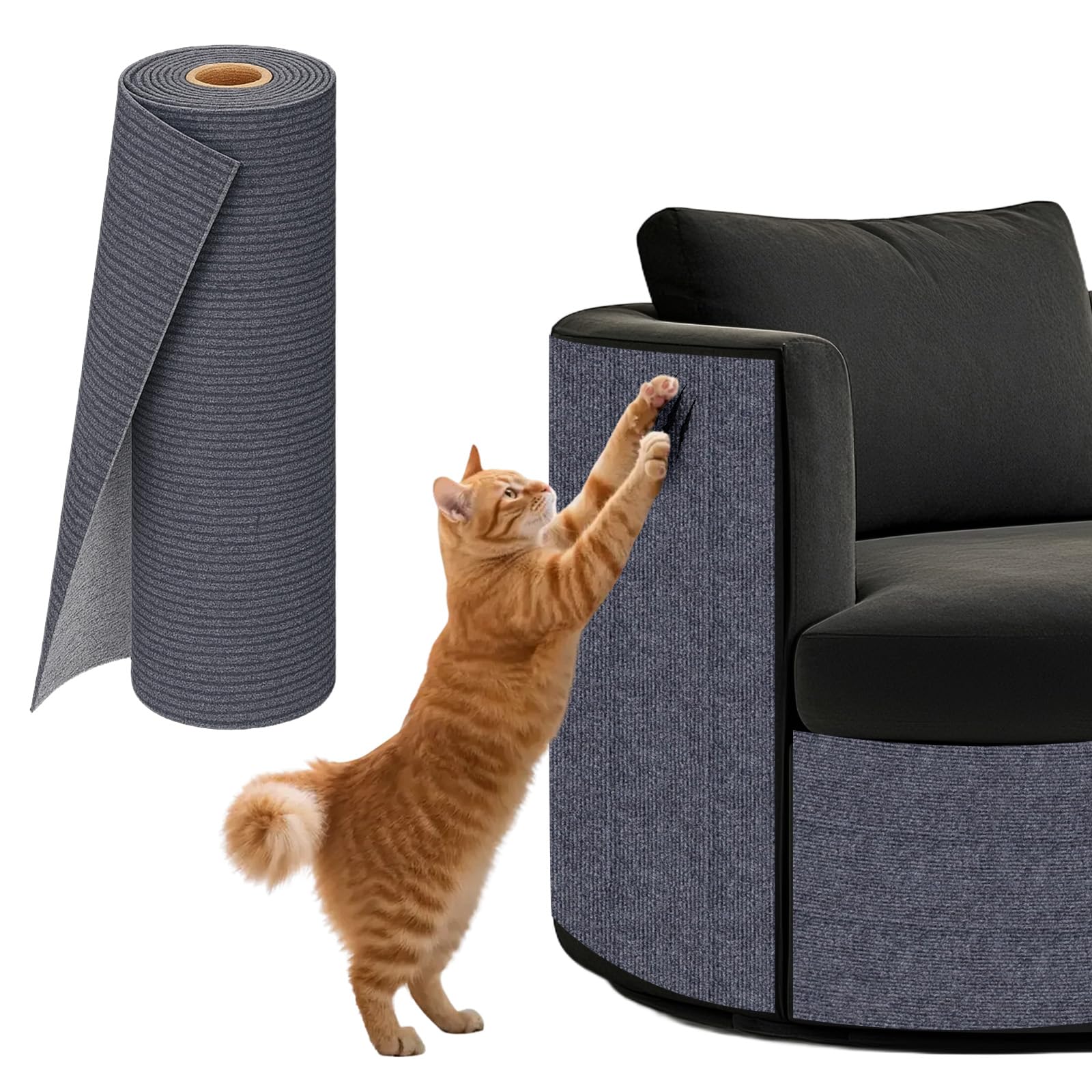 powerking Anti Cat Scratch Couch Furniture Protector, Self-Adhesive Scratching Pads Carpet from Cat Claws, DIY Trimmable Climbing Sticky Play Mats Sofa Wall Corner Protectors for Indoor