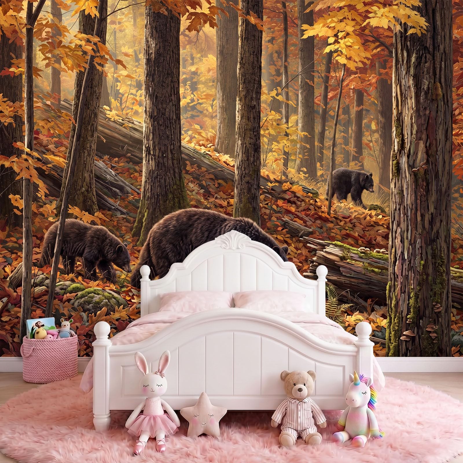 Carta da parati fotografica in tessuto non tessuto, natura, paesaggio, animali, foresta, orso, per soggiorno, camera da letto, carta da parati moderna effetto 3D, decorazione da parete, 300 x 210 cm