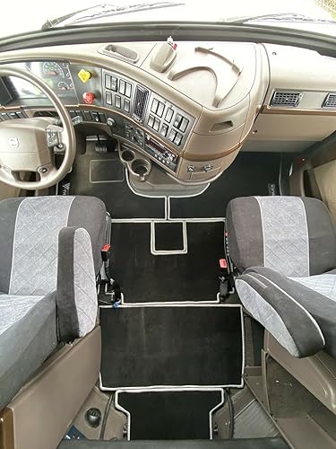 Miniatura 3 de Alfombrillas de alfombra para Volvo VNL 630 670 2004-2018 Juego de 6 piezas con costuras grises V-Truck
