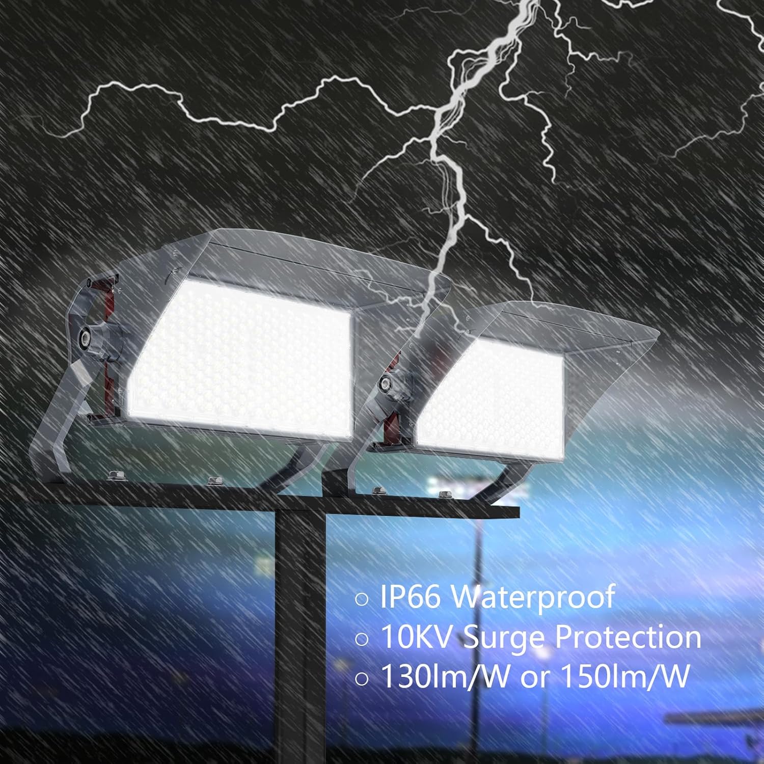 650W LED Stadium Flood Lights with 40° Beam Angle, 97500lm Super Bright Outdoor Sport Light (2600W Metal Halide Eqv.), IP66&10KV, 120-277V 0-10V Dim LED Ballpark Lights, UL/DLC Listed