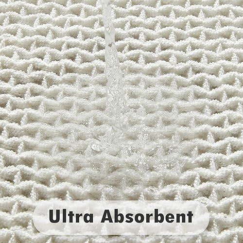 Miniatura 6 de Tapetes de baño blancos, superabsorbentes, antideslizantes, de secado rápido, lavables, estilo bohemio, granja, color blanco, 24 x 16 pulgadas