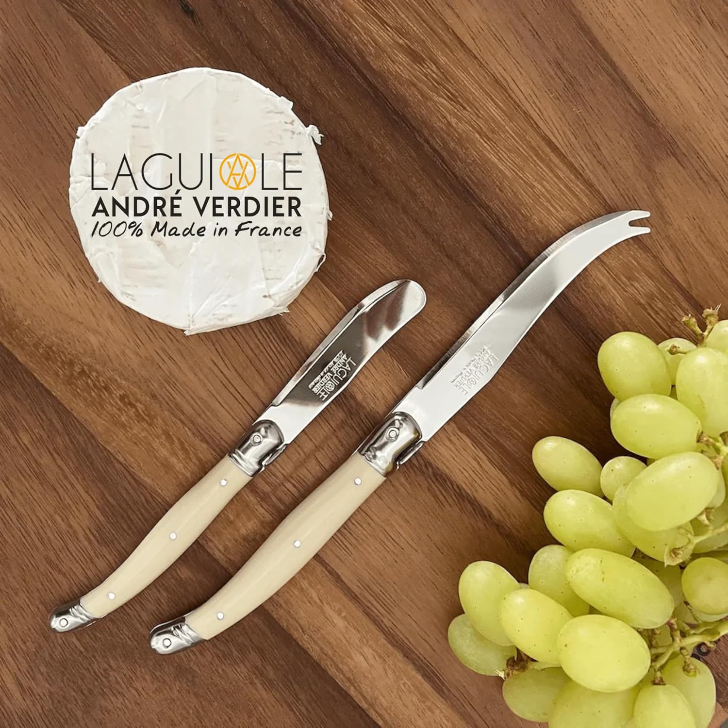 Laguiole Set of 6 Stainless Steel Butter Knives with Ivory Coloured Handle in Box