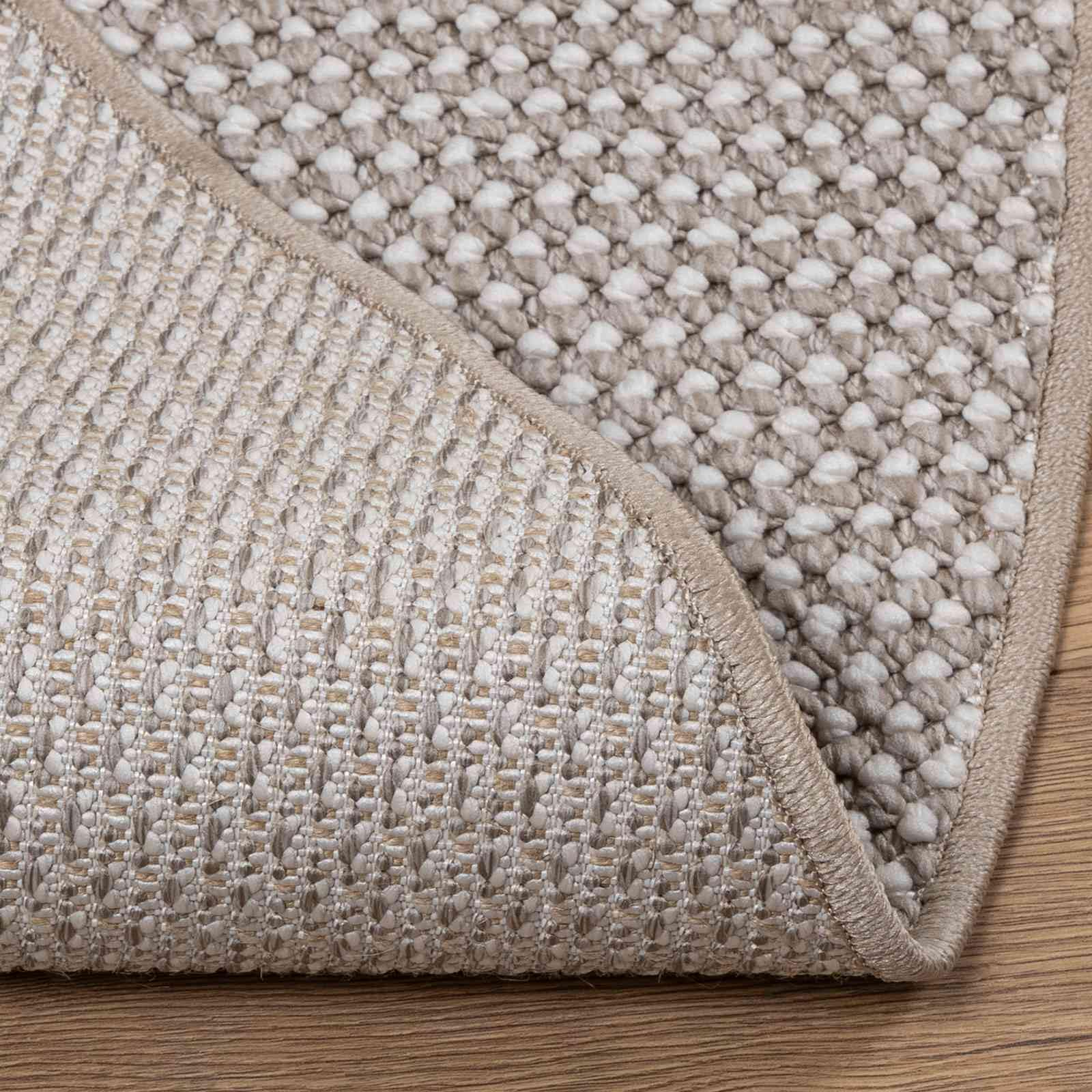 Bereichsteppich rund LUGO Taupe Ø 200 cm aus Polyester rutschfest, pflegeleicht, schallschützend, vielseitig für Innenräume, langlebig, geeignet für Wohnzimmer, Flur, Balkon, Terrasse