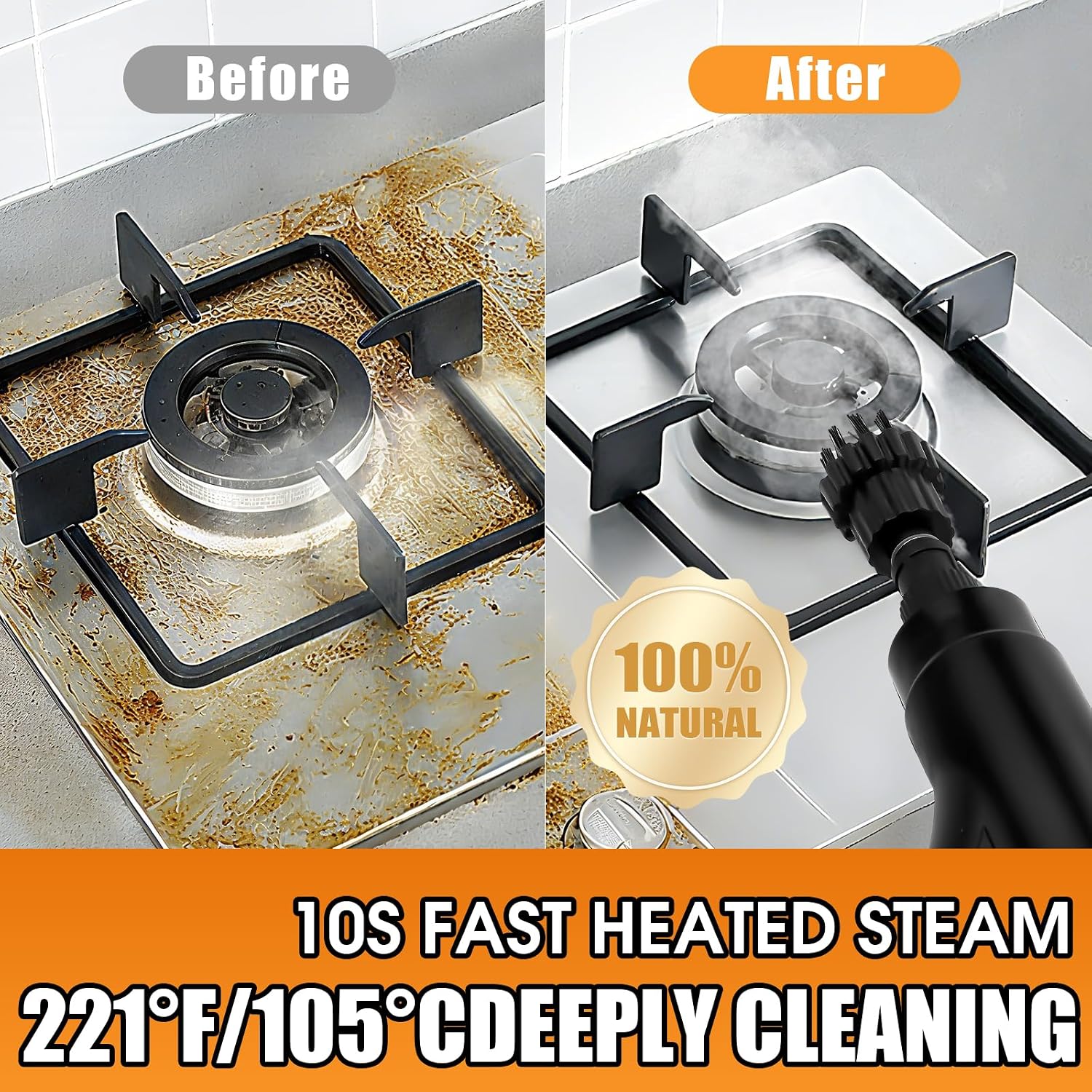 Handheld Steam Cleaner 1200ML Large Capacity Steamer for Cleaning, 6-Level Handle Remote Control Steamer, High Pressure Steam Cleaner for Home, Kitchen, Car, Windows - 12 Attachments Cleaning Tools