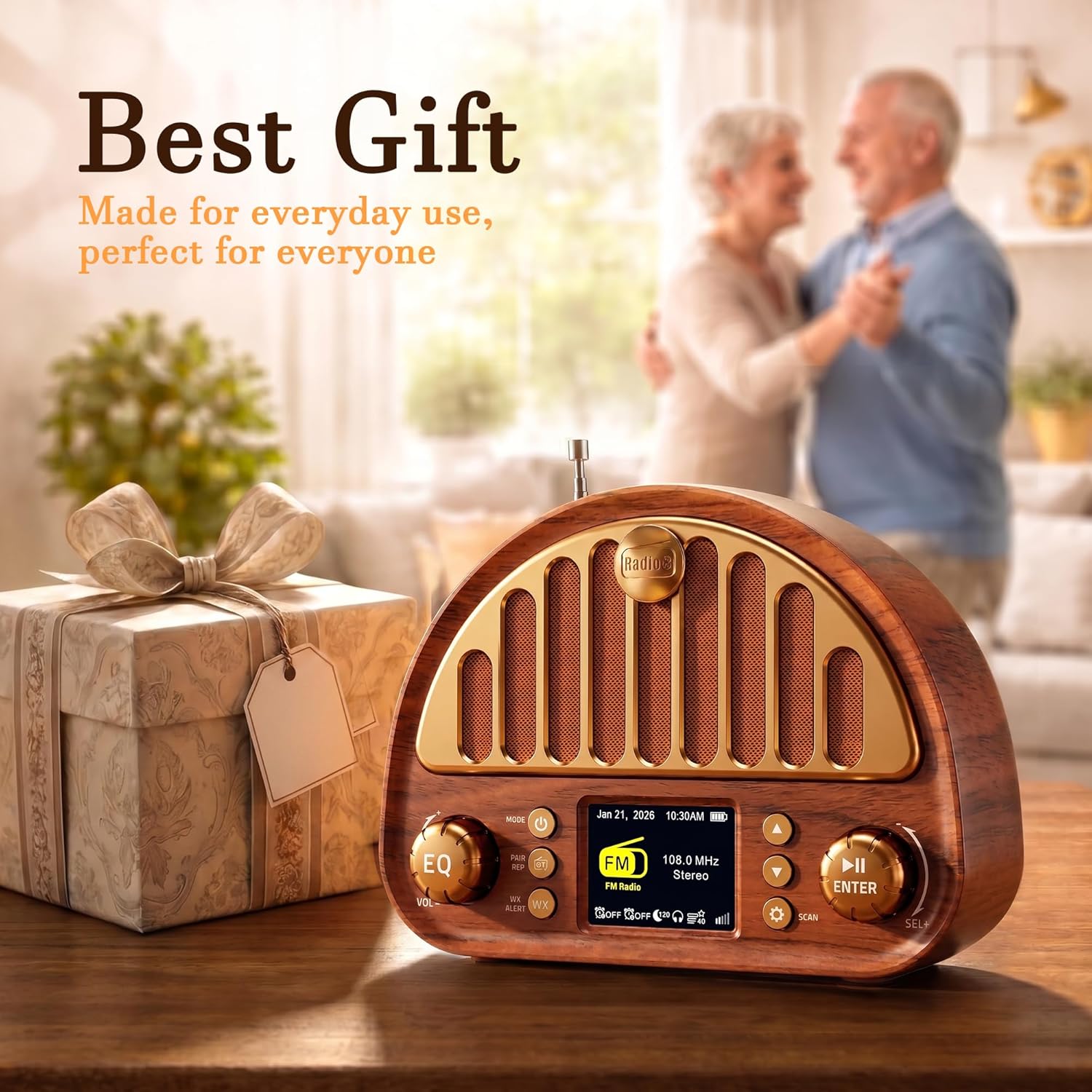 Eoxsmile Vintage Digital FM Radio with 40 Presets, NOAA Weather Alert, Bluetooth Radio with MicroSD Card, Dual Alarms, Sleep Timer, AUX, USB & 3000mAh Battery Operated Radio for Home, Bedside, Kitchen 8 8176F9VL5AL. AC SL1500
