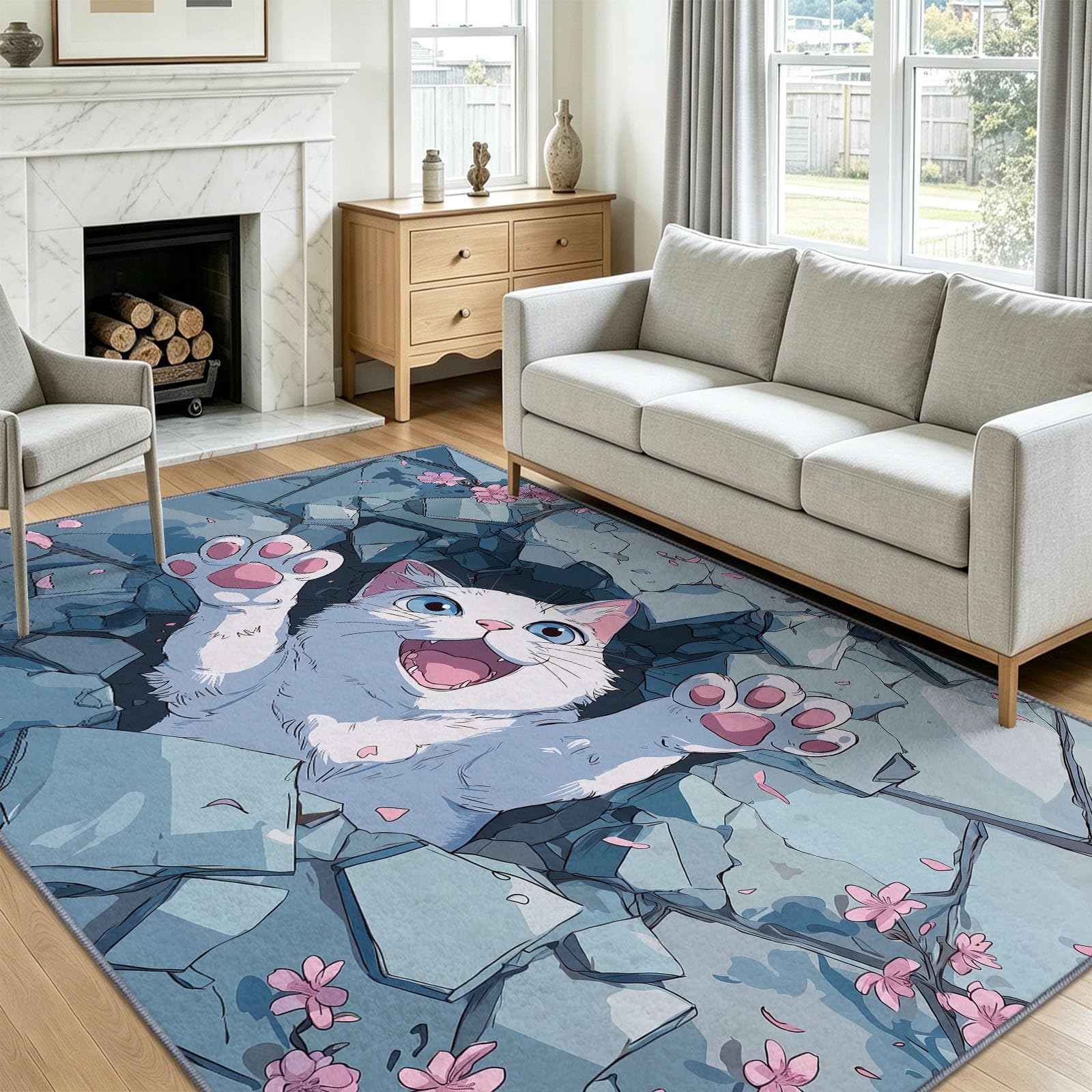 Alfombra de anime lavable de 160x230 cm que elimina el miedo a las manchas en el cuarto infantil