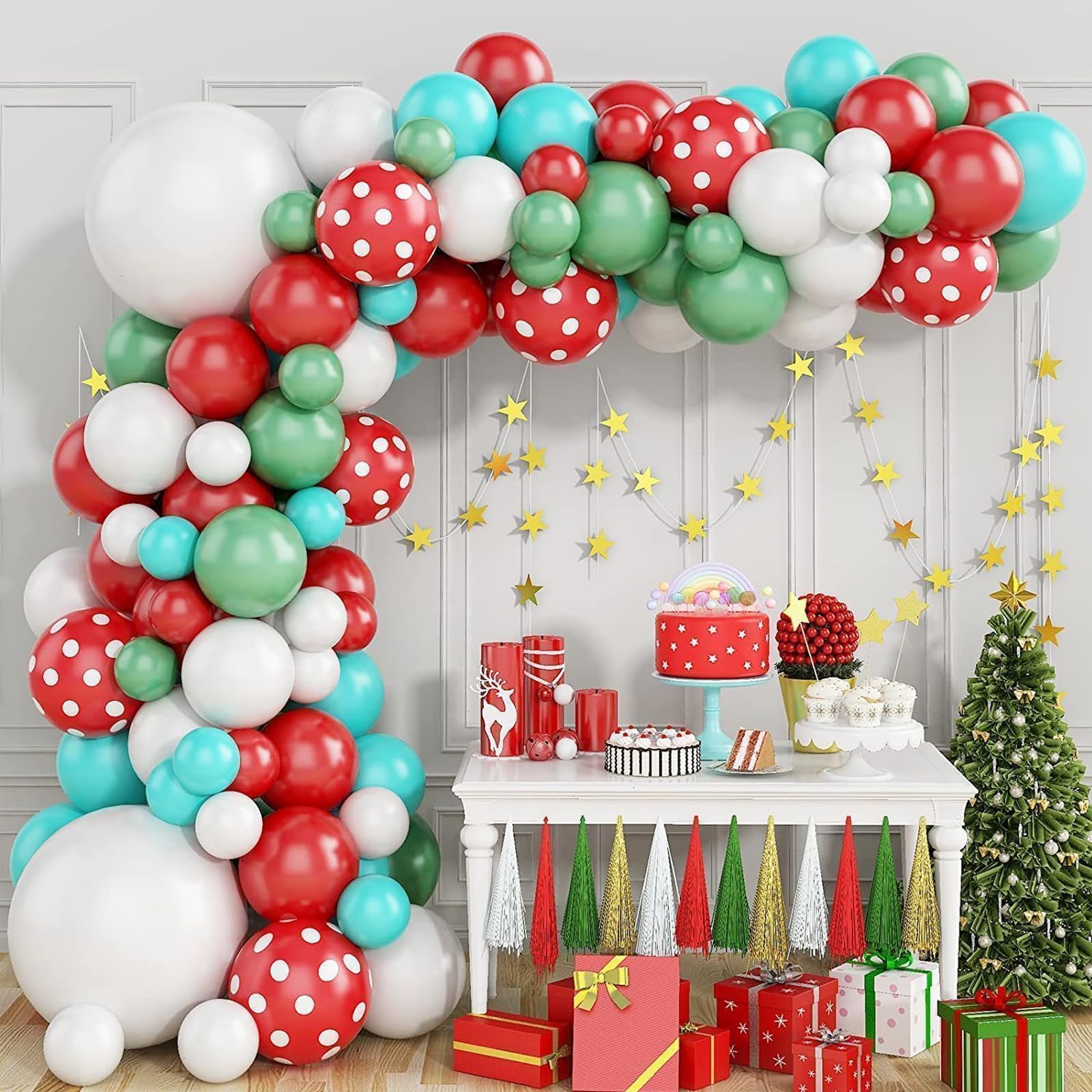 Kit de soporte de arco de globos flexible, soporte de arco de globos con base de agua de relleno, soporte de globo de medio arco de 8.2 pies y 5 pies para boda, baby shower, fiesta de cumpleaños,