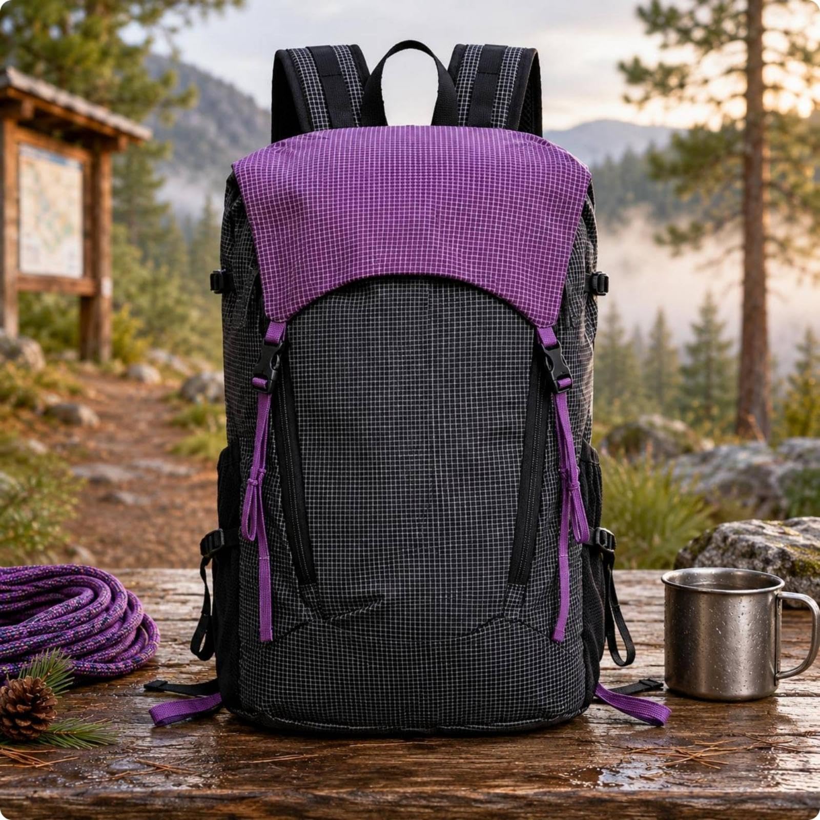 Lightweight Hiking Backpack Breathable Mesh Hiking Backpack Padded Straps Daypack for Short Trips Khaki-picture-11