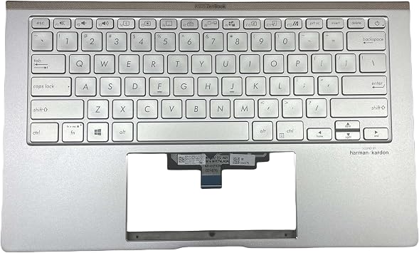 Replacement Keyboard US Layout for Asus ZenBook UX434IQ Q407IQ UX434 Silver with Backlight and C-case Laptop Keyboard