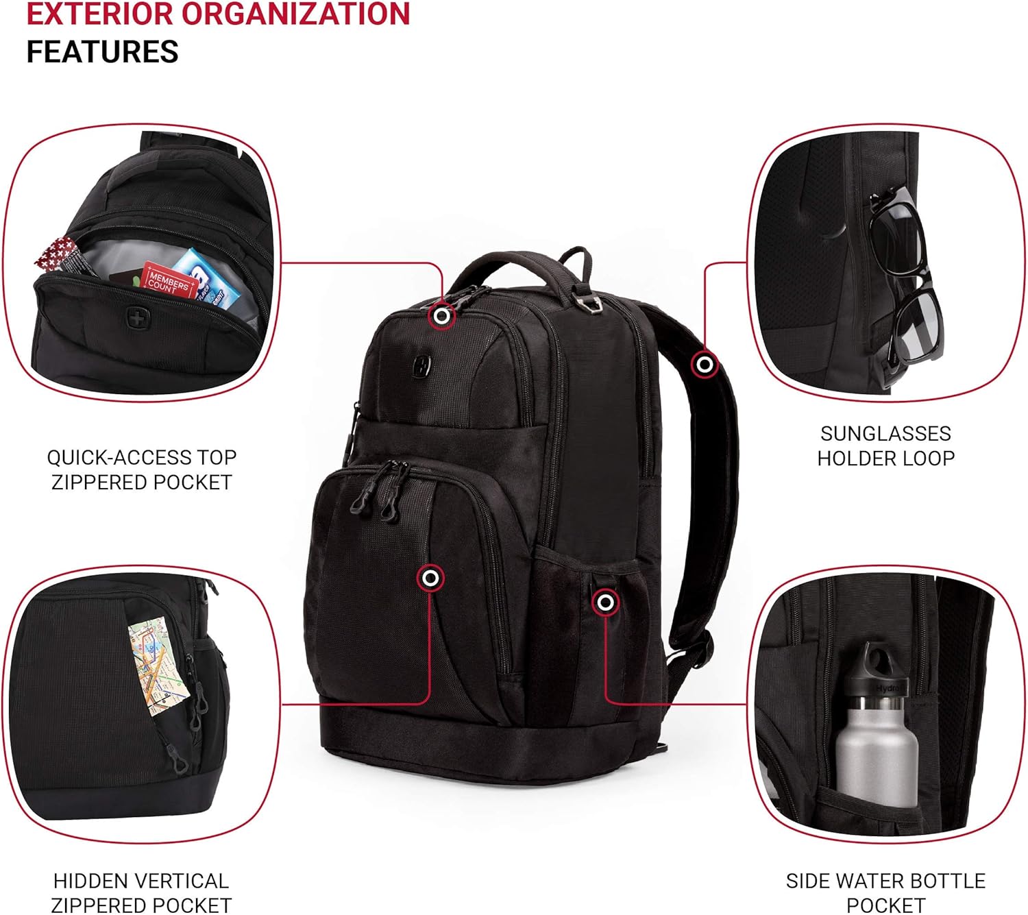 SwissGear 5698 Laptop Backpack, Ideal for Commuting, Work, Travel, College, and School, Fits 16 Inch Laptop Notebook, Black - Image 3