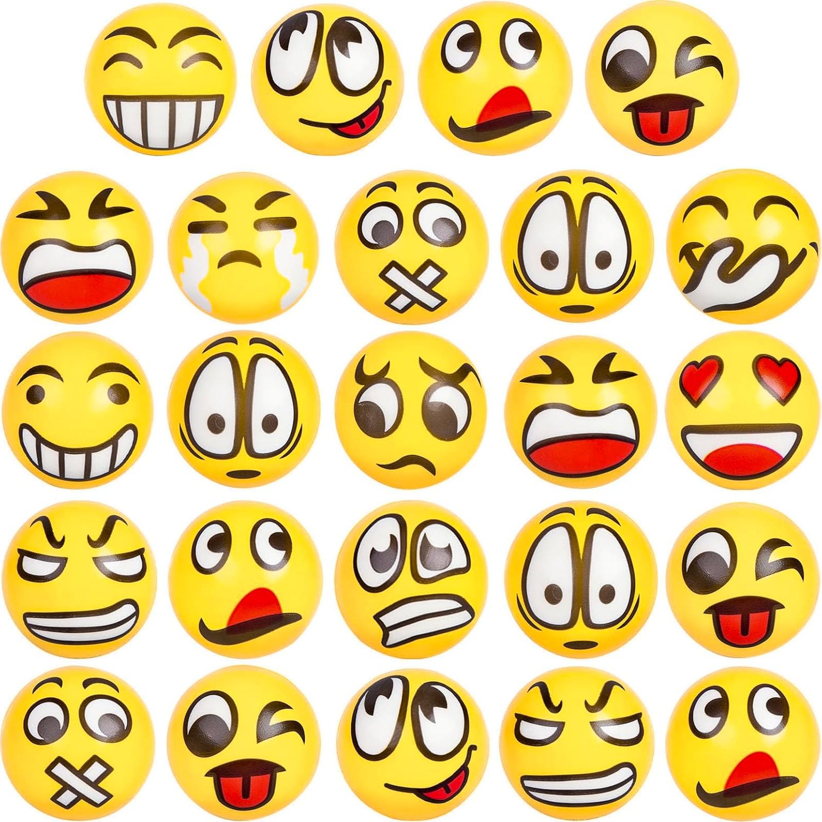 24 PCS Stress Balls, 2.5 Inches Squeeze Toys Funny Foam Face Squeeze Fidget Balls for Kids and Adult Stress Relief Gifts for Coworkers Classroom Prizes