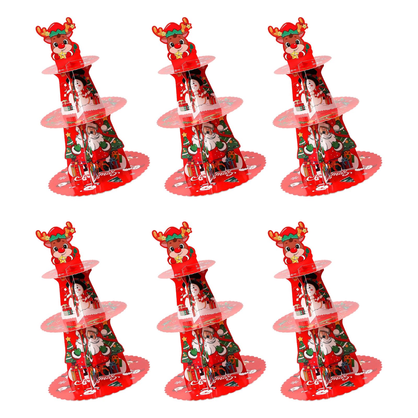 Set di 6 supporti per torte con espositore per dolci di Natale, elegante presentazione di cupcake e dolci, forniture per decorazione di feste e torte