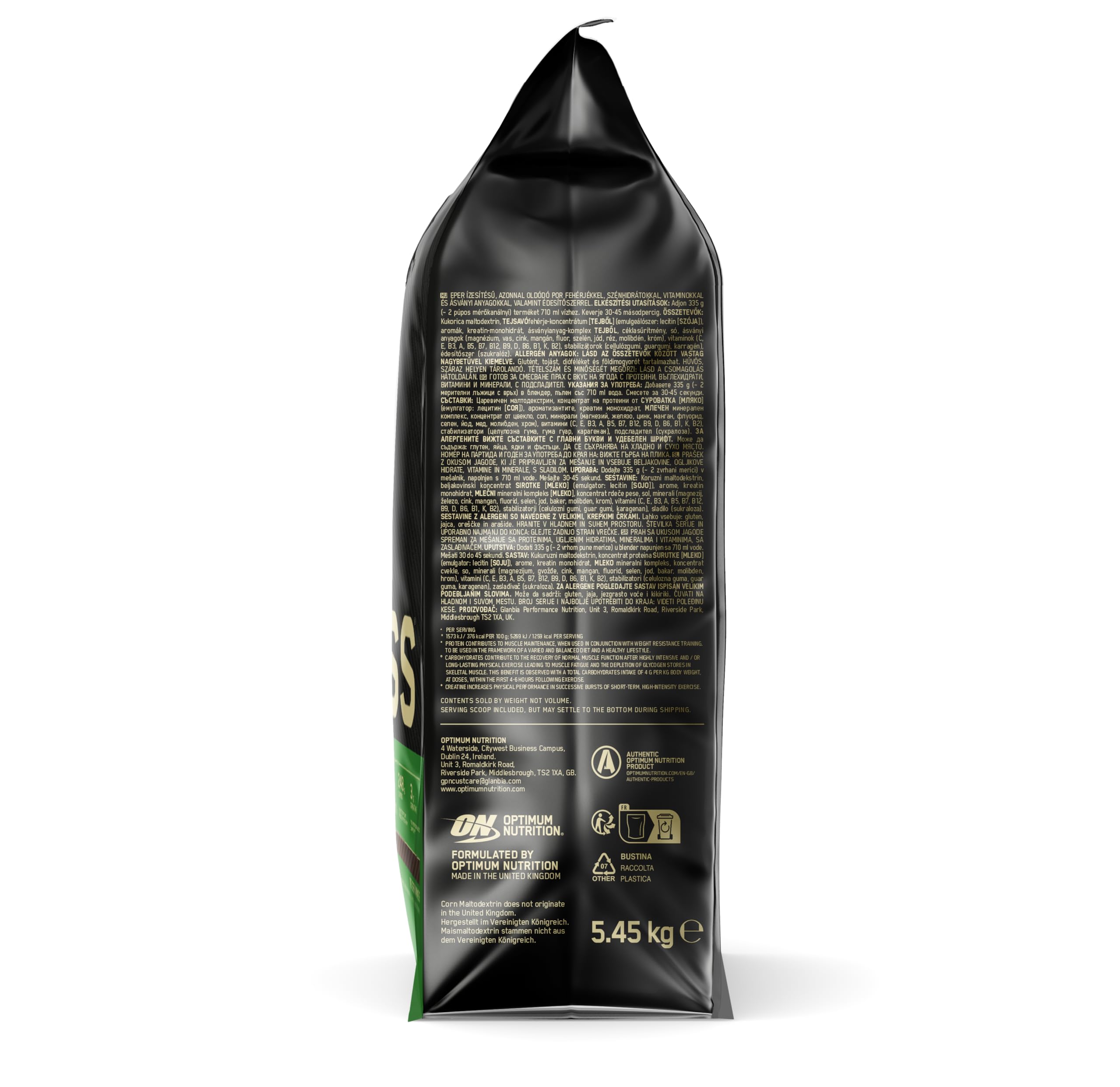 Optimum Nutrition Serious Mass Wysokokaloryczna Odżywka Białkowa, Gainer na Wzrost Masy Mięśniowej, 25 Witamin i Minerałów, Monohydrat Kreatyny i Glutamina, Smak Czekoladowy, 16 Porcji, 5,45 kg