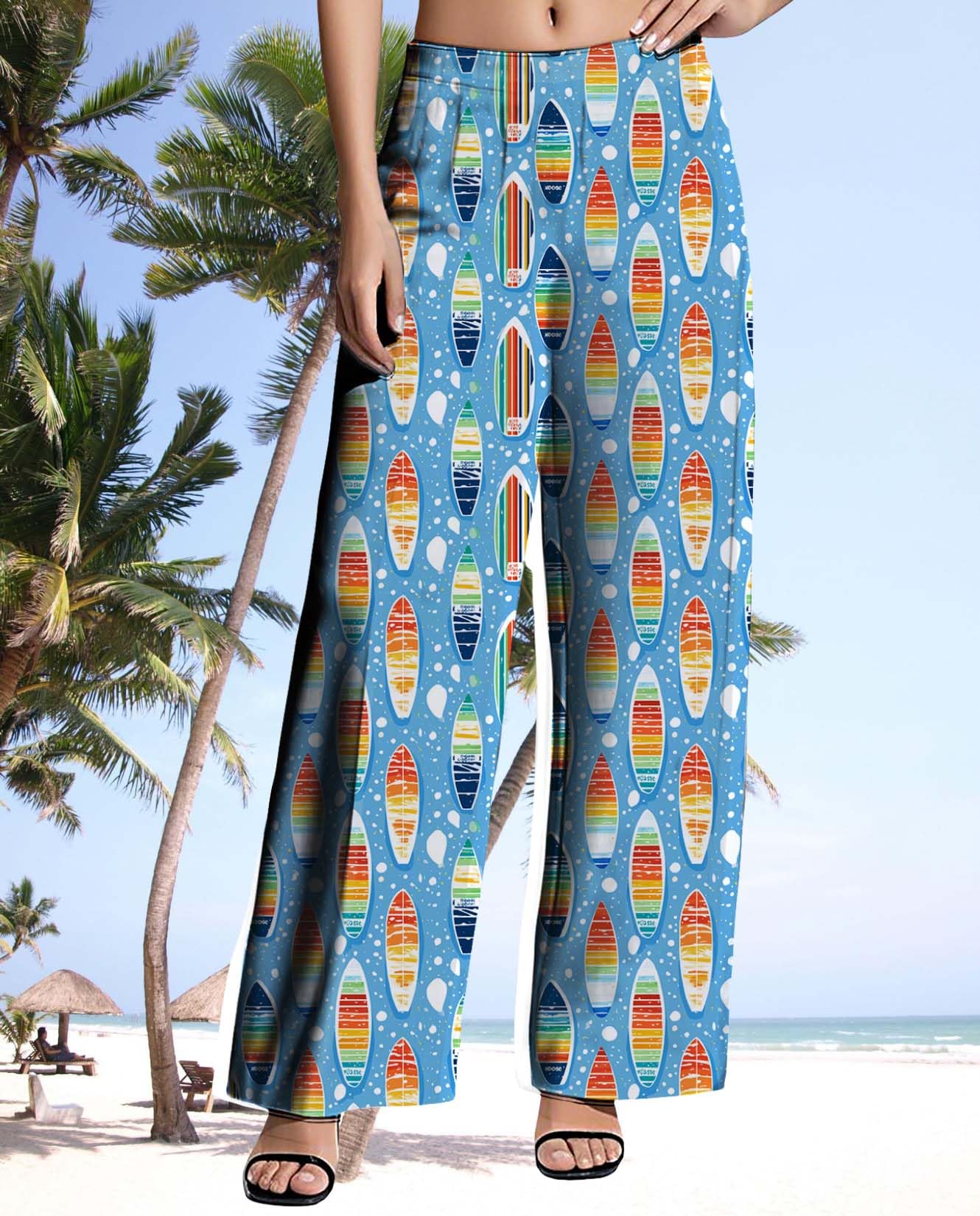 Womens Wide Leg Pants Pattern Print Lounge Trousers Casual Loose High Waisted Comfy Classic Pant for 2025 Summer