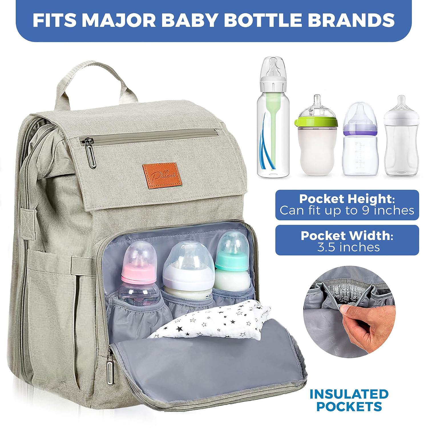 Pillani baby diaper bag backpack large bag for boys amp girls waterproof  diaper backpack travel diaper bags w changing pad baby registry search