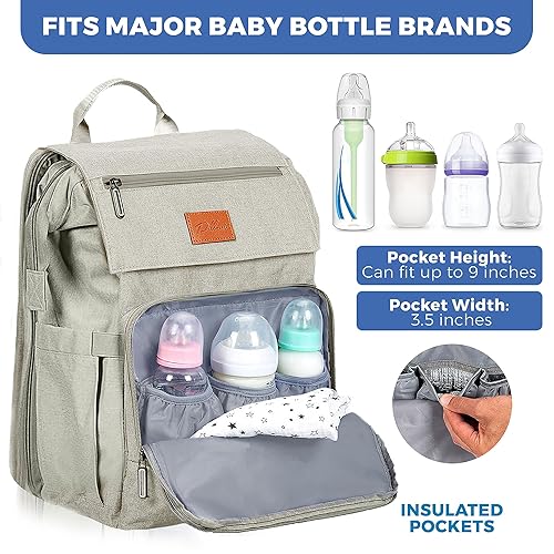 Miniatura 4 de PILLANI - Mochila grande para llevar pañales de bebé, para viajar, cambiador incluido, producto esencial para recién nacidos, artículos para mamá,