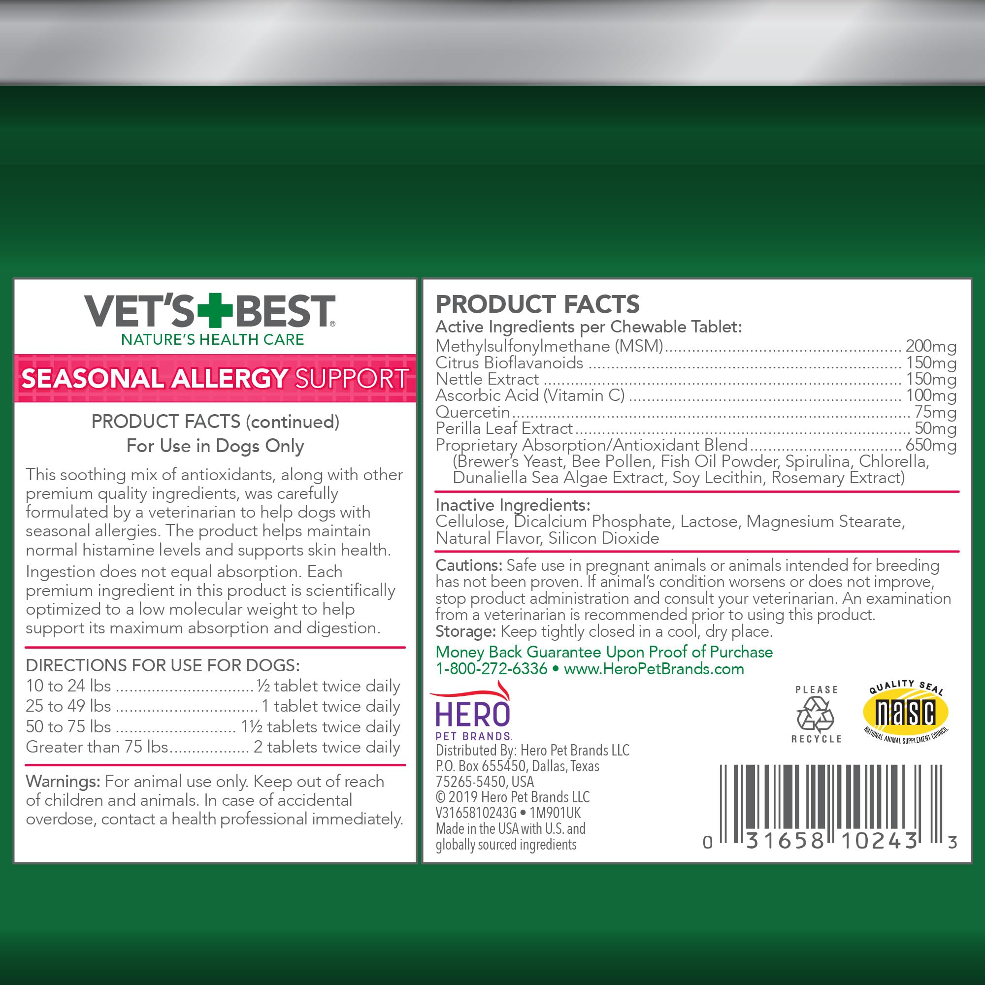 Vet's Best Seasonal Allergy Chewable Tablets for Dogs, Soothes Dog, 60ct — Amazon image 6