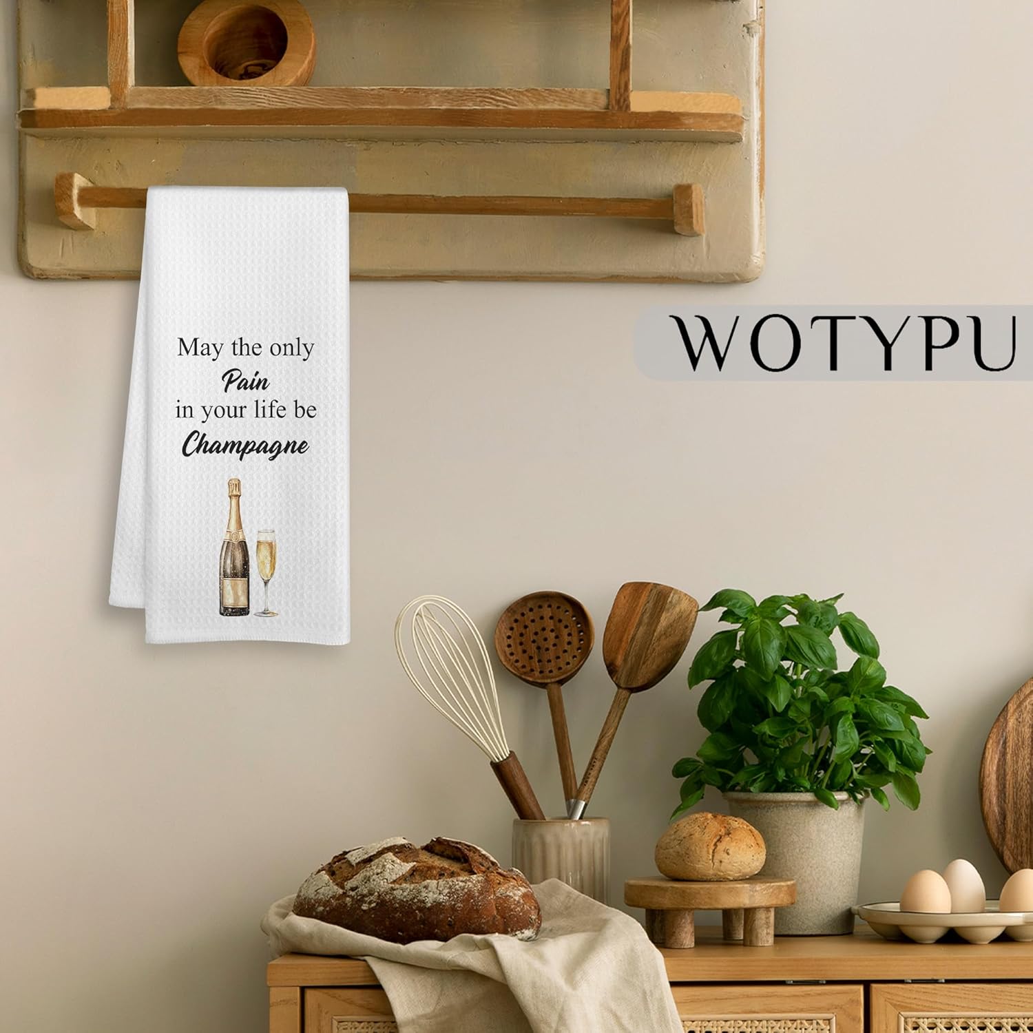 Funny Champagne Kitchen Bar Towels, Gifts for Champagne Lovers Dish Tea Towel, Alcohol Lover Gifts Decorative Hand Towels for Kitchen Home Bar Cart Decor, 16x24 Inch - Image 4