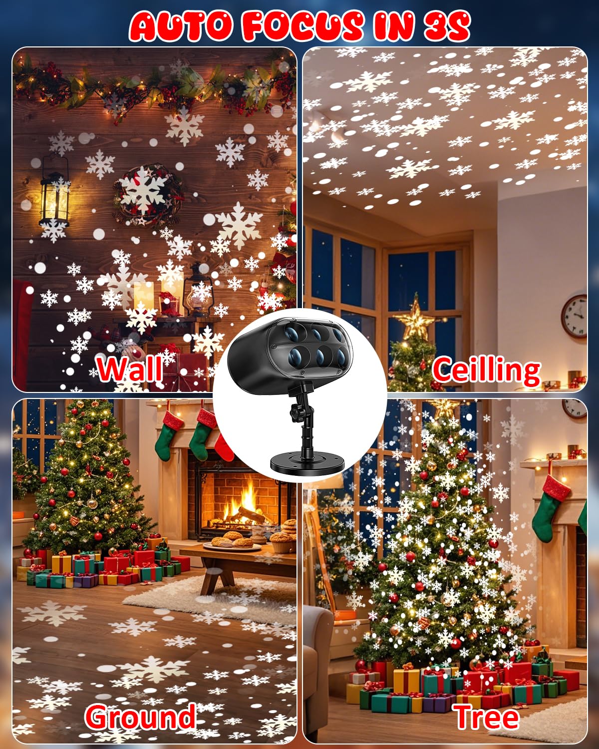 Proiettore di luci natalizie a forma di fiocco di neve, luce LED a forma di neve che cade con telecomando, proiettore di luci dinamiche regolabili per spettacoli di neve, IP65 impermeabile per esterni