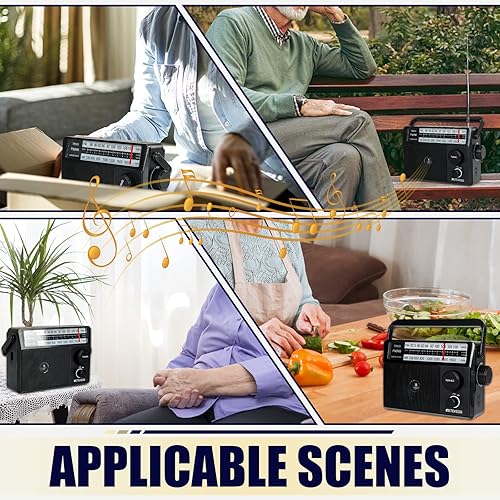 Miniatura 9 de Retekess Radios FM TR633 AM con la mejor recepción, radio portátil enchufable en la pared, conector de antena externa, radio a pilas por 4 pilas AA