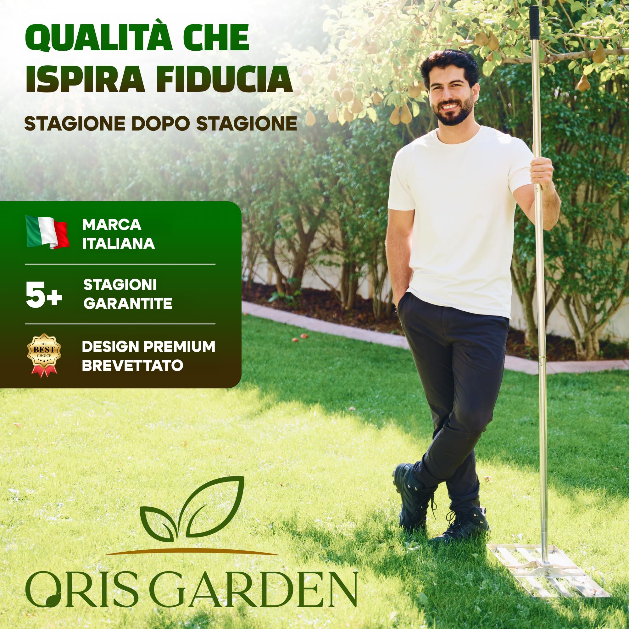 Rastrello Livellatore per Prato 80x30cm + Arieggiatore Prato | 100% acciaio inossidabile - Arieggiatore per prato sarchiatore per erbacce scarificatore per prato togli erbacce livellatore