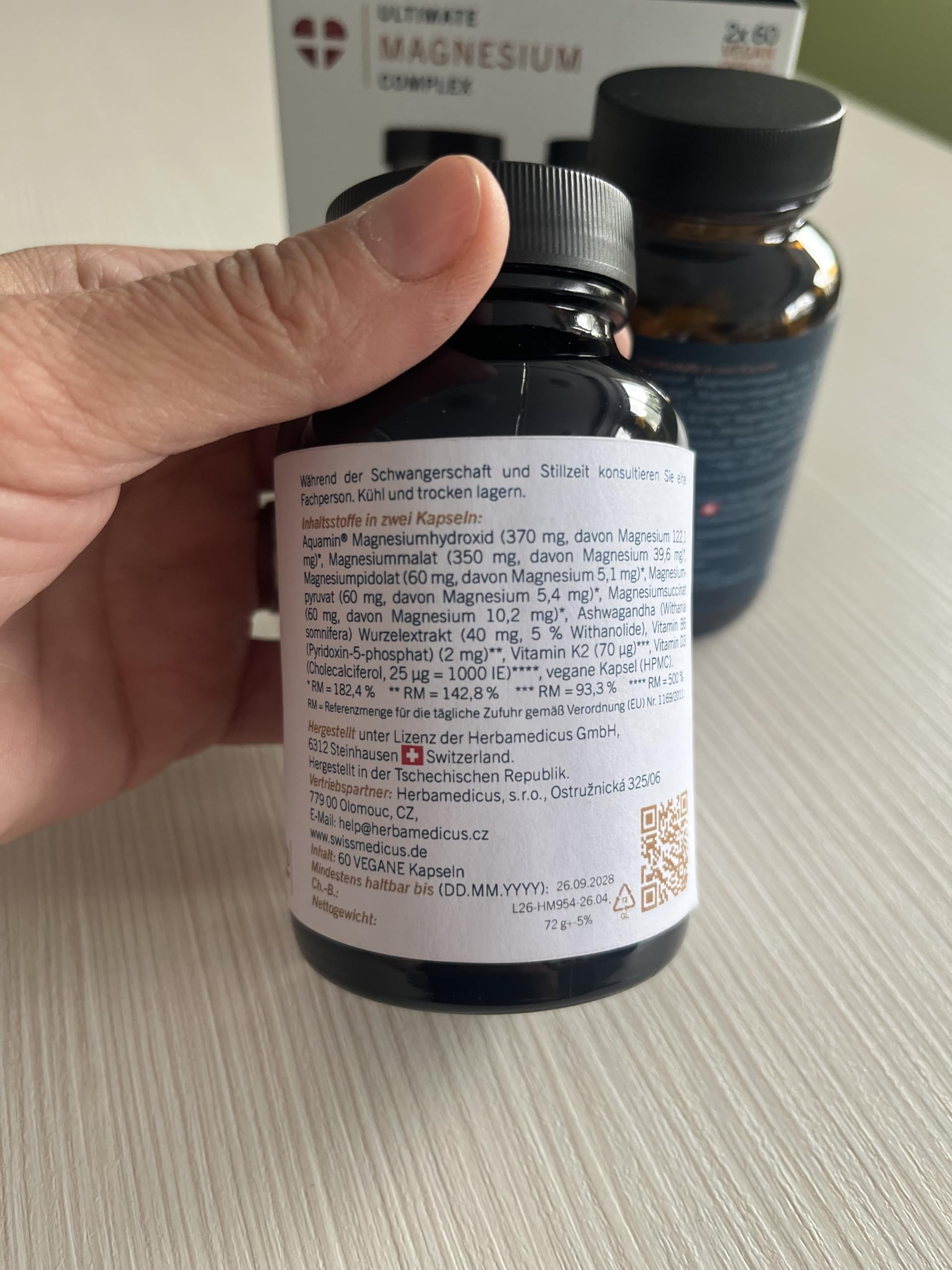 Ultimate Magnesium Complex, 2 x 120 Gélules de Complexe de Magnésium, Day & Night, métabolisme énergétique normal, nerfs, muscles, os, 8 formes, Aquamin Mg, B6 P-5-P, D3 K2, vegan