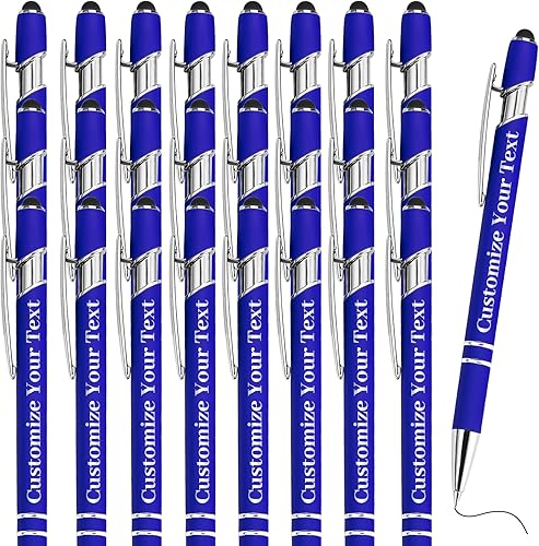 Miniatura 34 de Hasta 500 bolígrafos personalizados a granel con lápiz capacitivo grabado sin lápiz capacitivo, juego de bolígrafos con tu nombre y texto