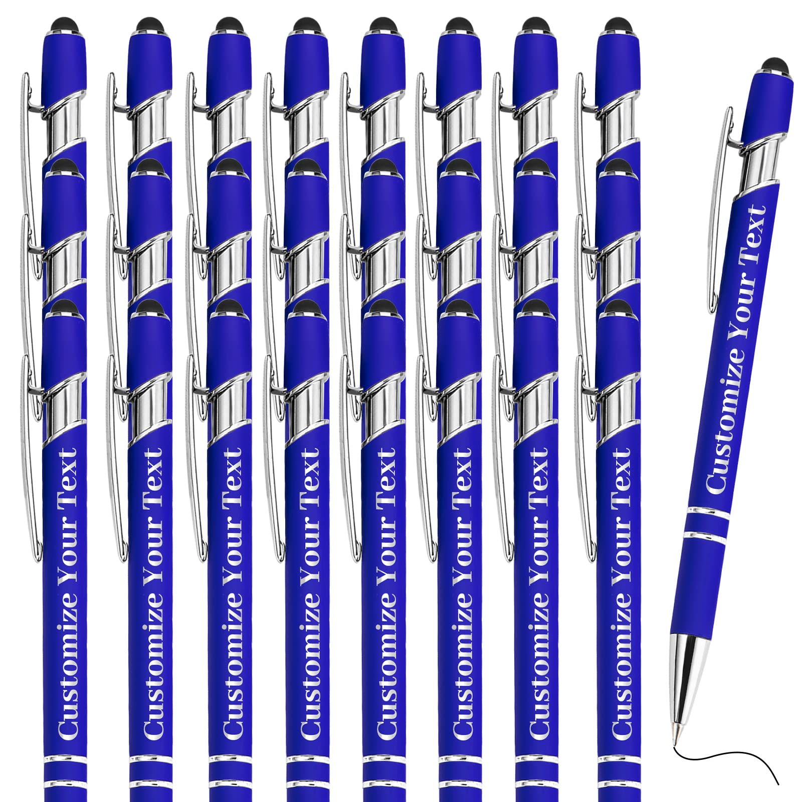 Fadace Up to 500 Pcs personalised Pens Bulk Custom customised Pen with Stylus Free Engraving Ballpoint Pens Set with Your Name Text for Business Women Men Graduation Wedding Gift 24 Packs — image 1