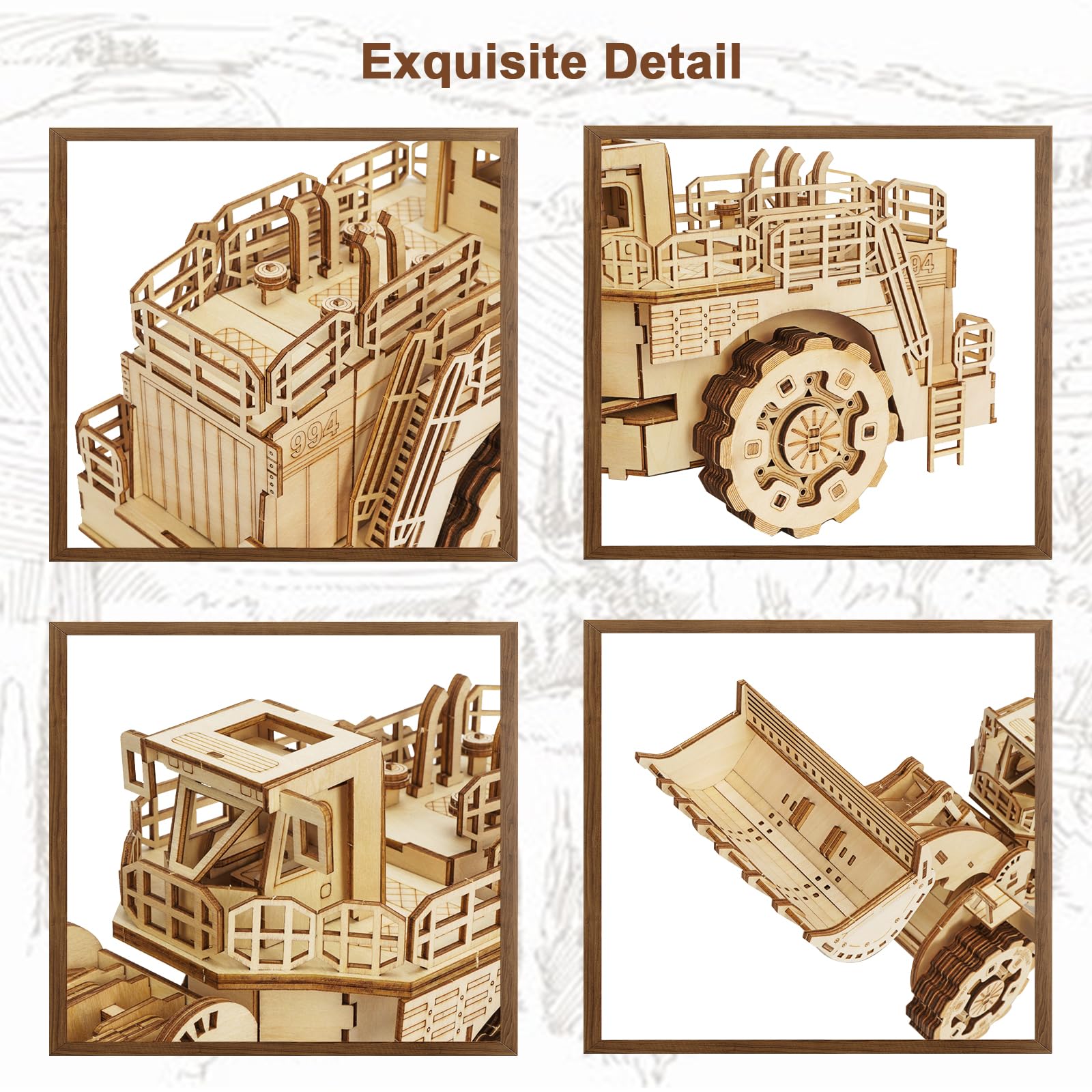3D drewniane puzzle dla dorosłych, Drewniany mechaniczny model wózka widłowego, Drewniany DIY wózek widłowy DIY świąteczne prezenty urodzinowe, 312 elementów