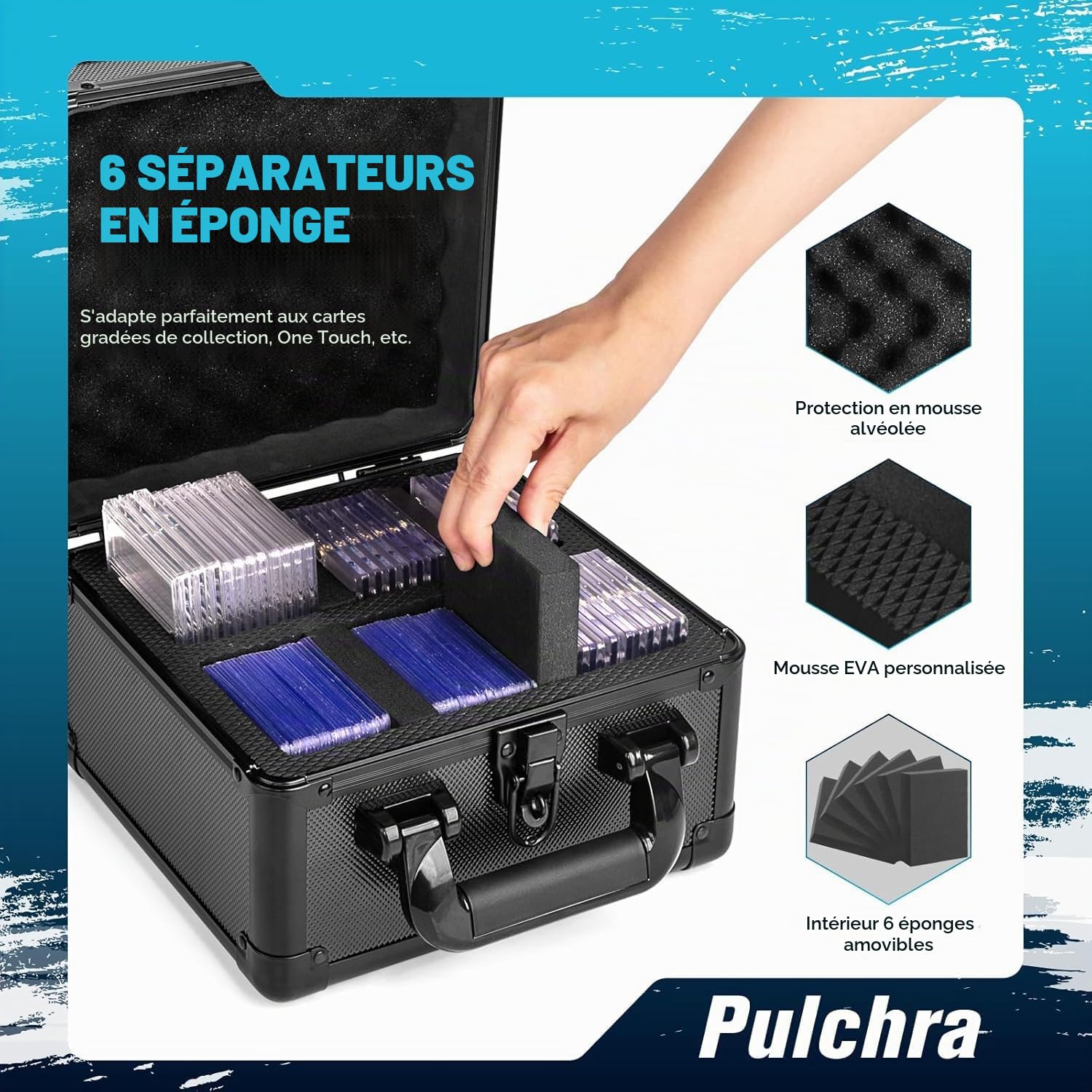 Pulchra Boîte de Rangement pour Cartes Gradées, Top Loader Boîtes avec Séparateurs, Boîte de Cartes Sport pour PSA MTG CSG BGS SGC, Boite Rangement Carte pour Collectionneurs