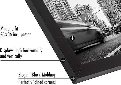 Vista 1101 de Americanflat - Marco para póster de 71 x 74 cm con plexiglás pulido, portarretratos negro de madera industrializada, Epic Collection, marco ancho