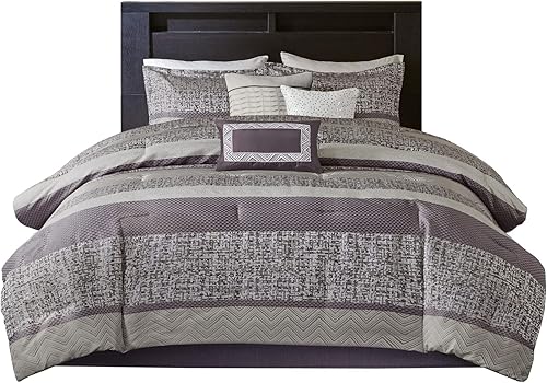 Miniatura 7 de Madison Park Juego de edredón de lujo, diseño tradicional de jacquard, ropa de cama alternativa para todas las estaciones, falda de cama a juego,