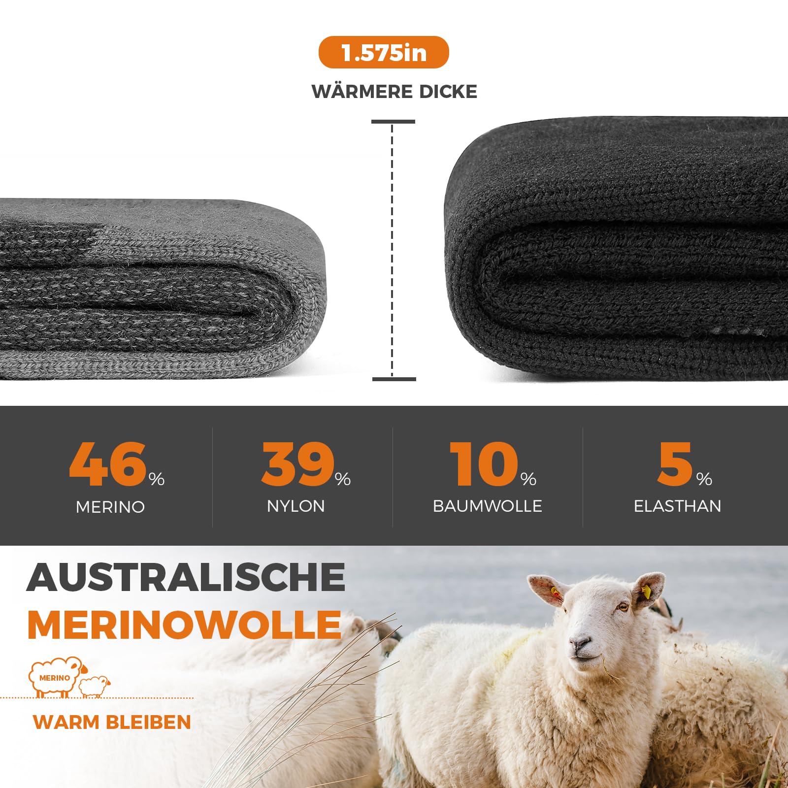 Rahhint Calcetines de senderismo Merino Calcetines de compresión Calcetines de trekking acolchados antiampollas 3 pares para hombres, mujeres y niños Talla 31-52